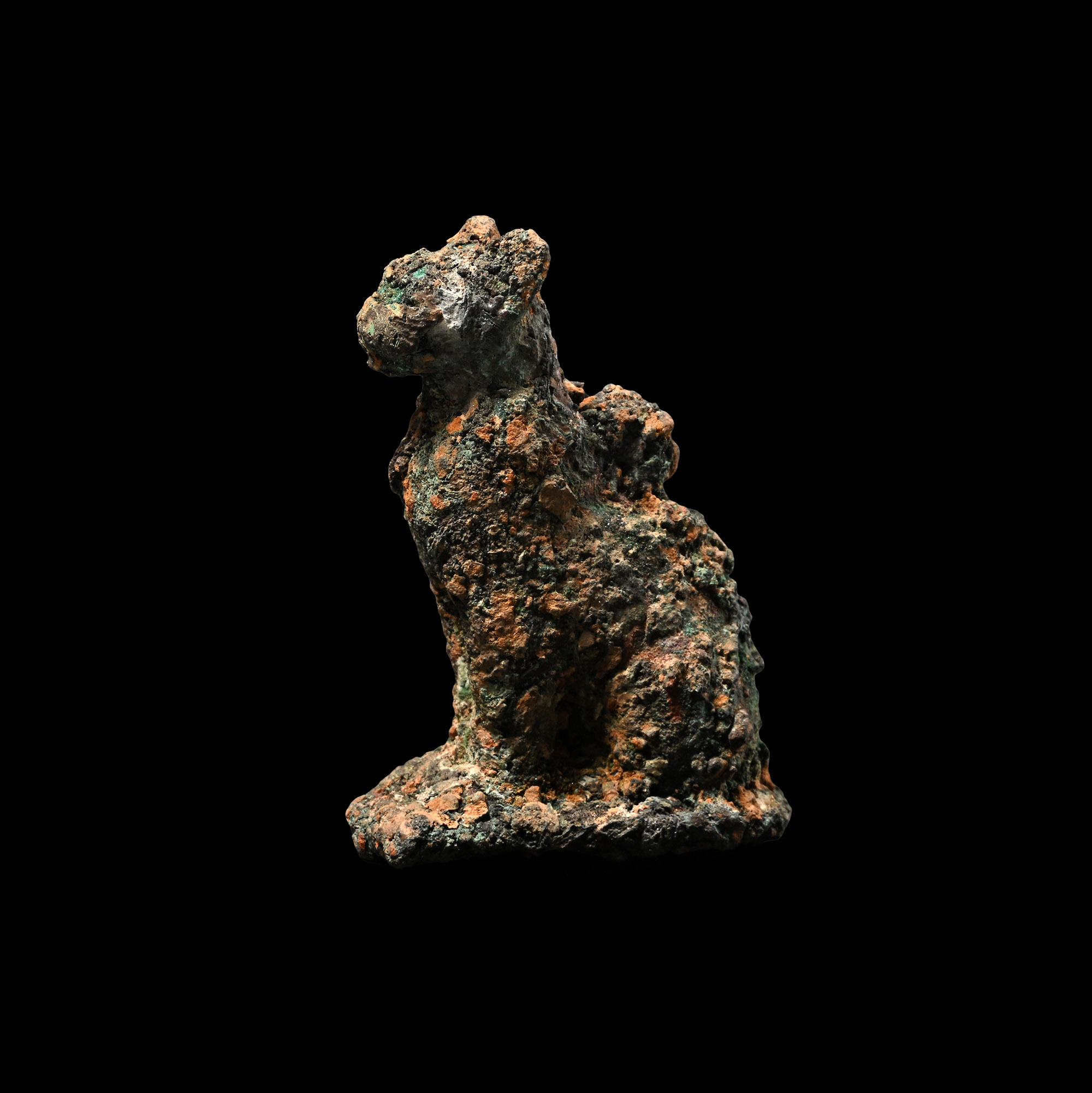 Egyptian Bronze Seated Cat Statuette