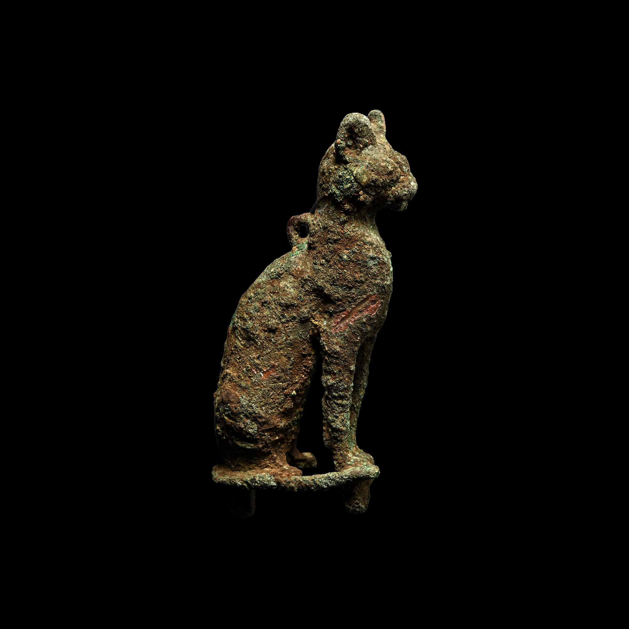 Egyptian Bronze Seated Cat Statuette