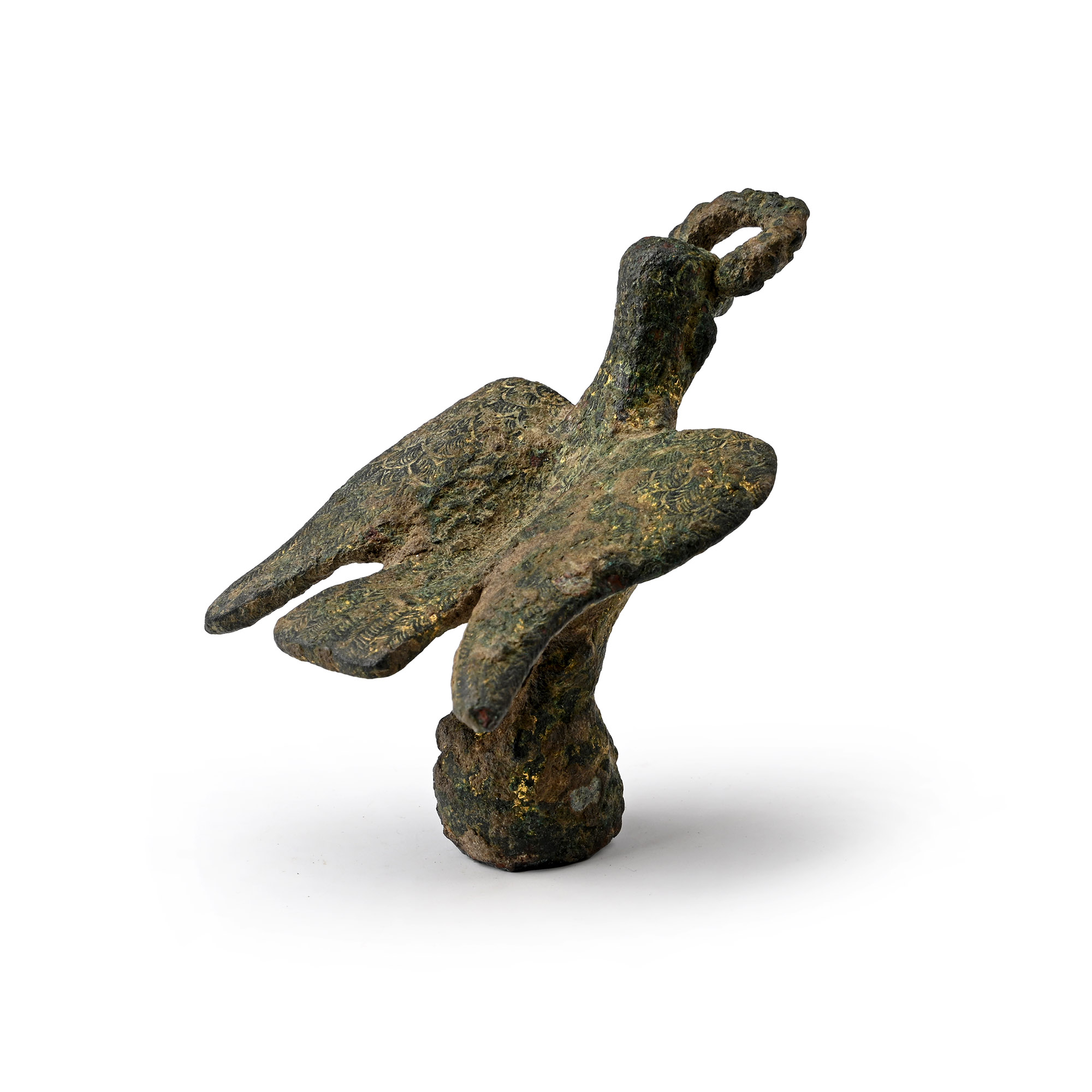 Roman Gilt Bronze Eagle On Globe Holding a Victory Wreath