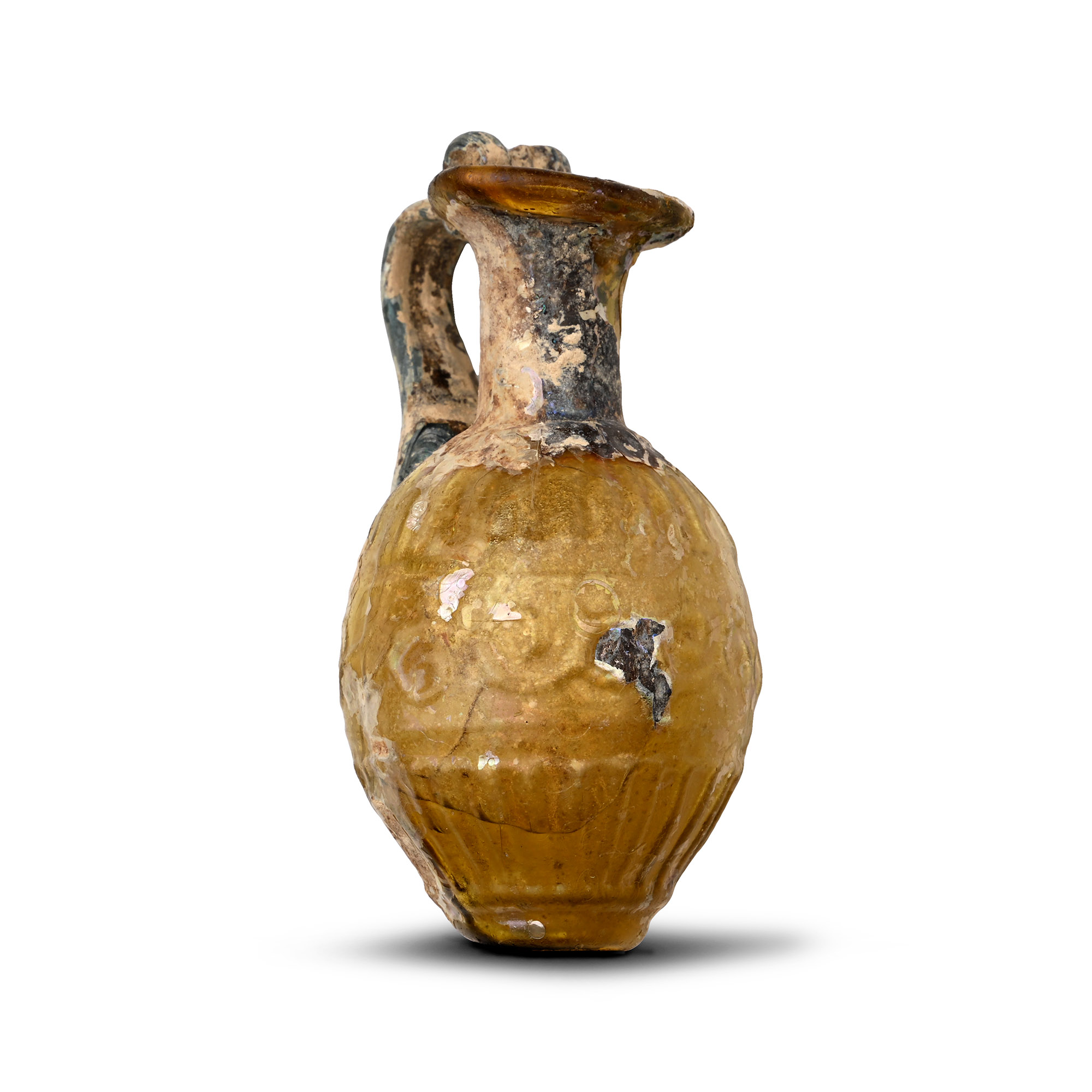 Roman Sidonian Mould Blown Glass Juglet