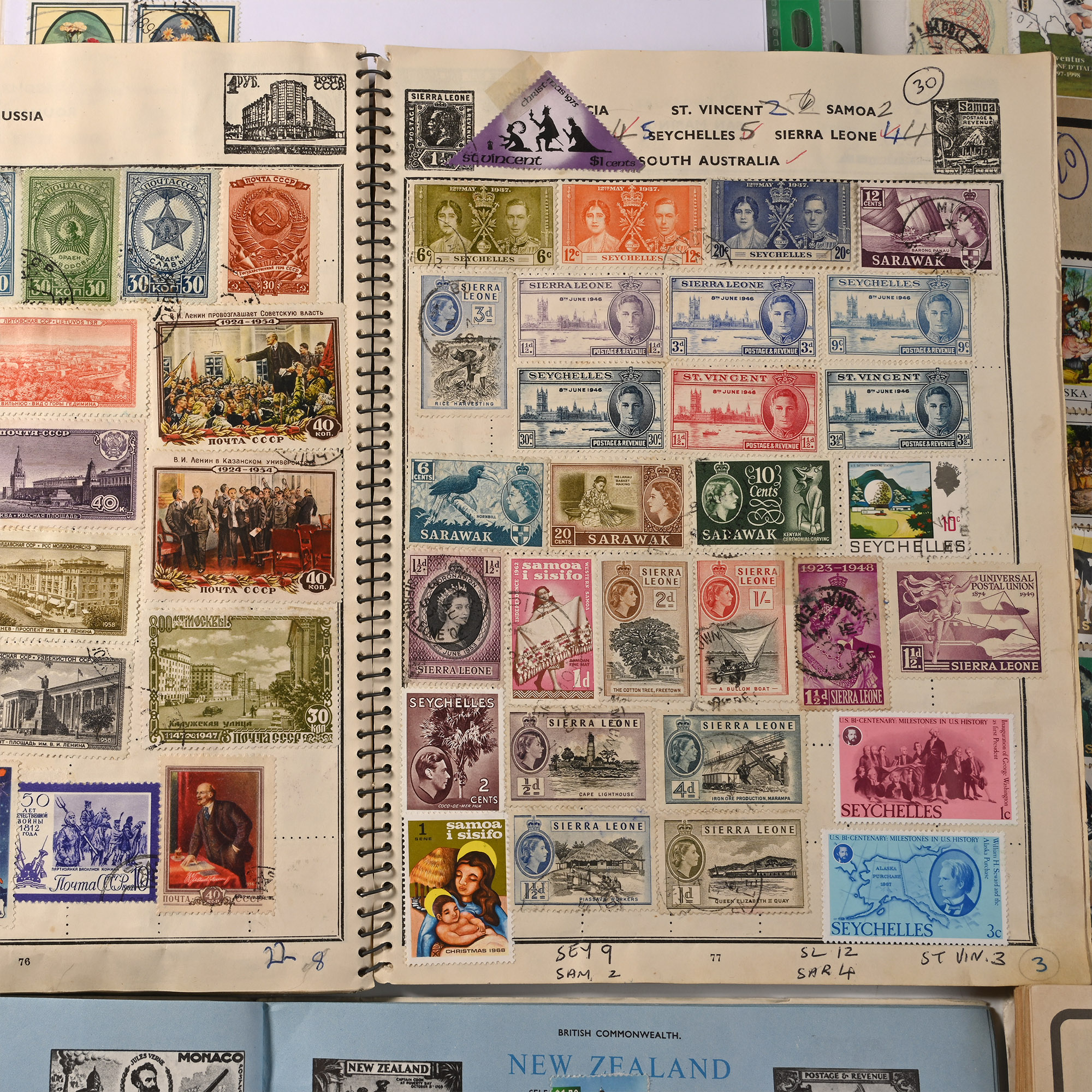 Collection of World Stamps in Six Albums