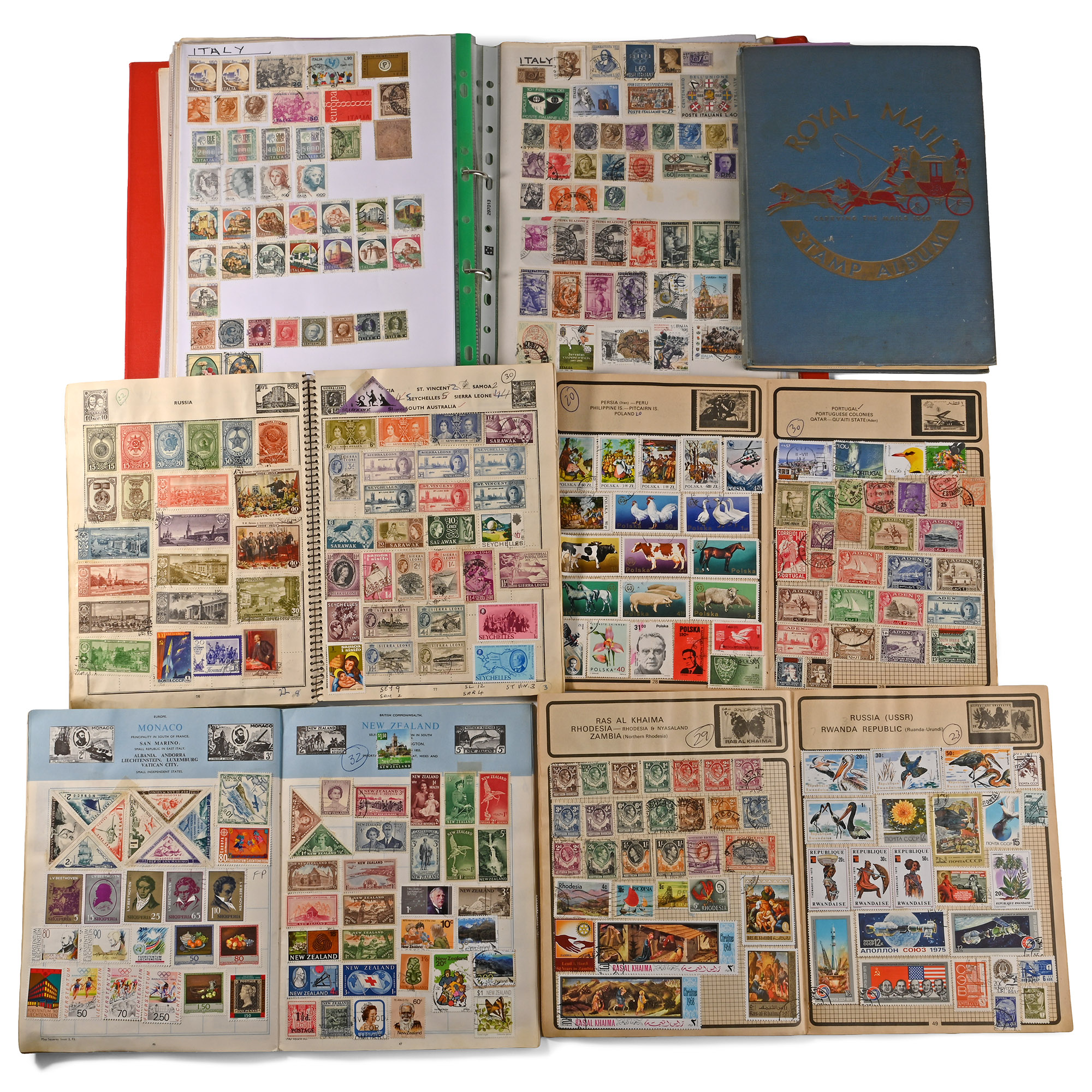 Collection of World Stamps in Six Albums