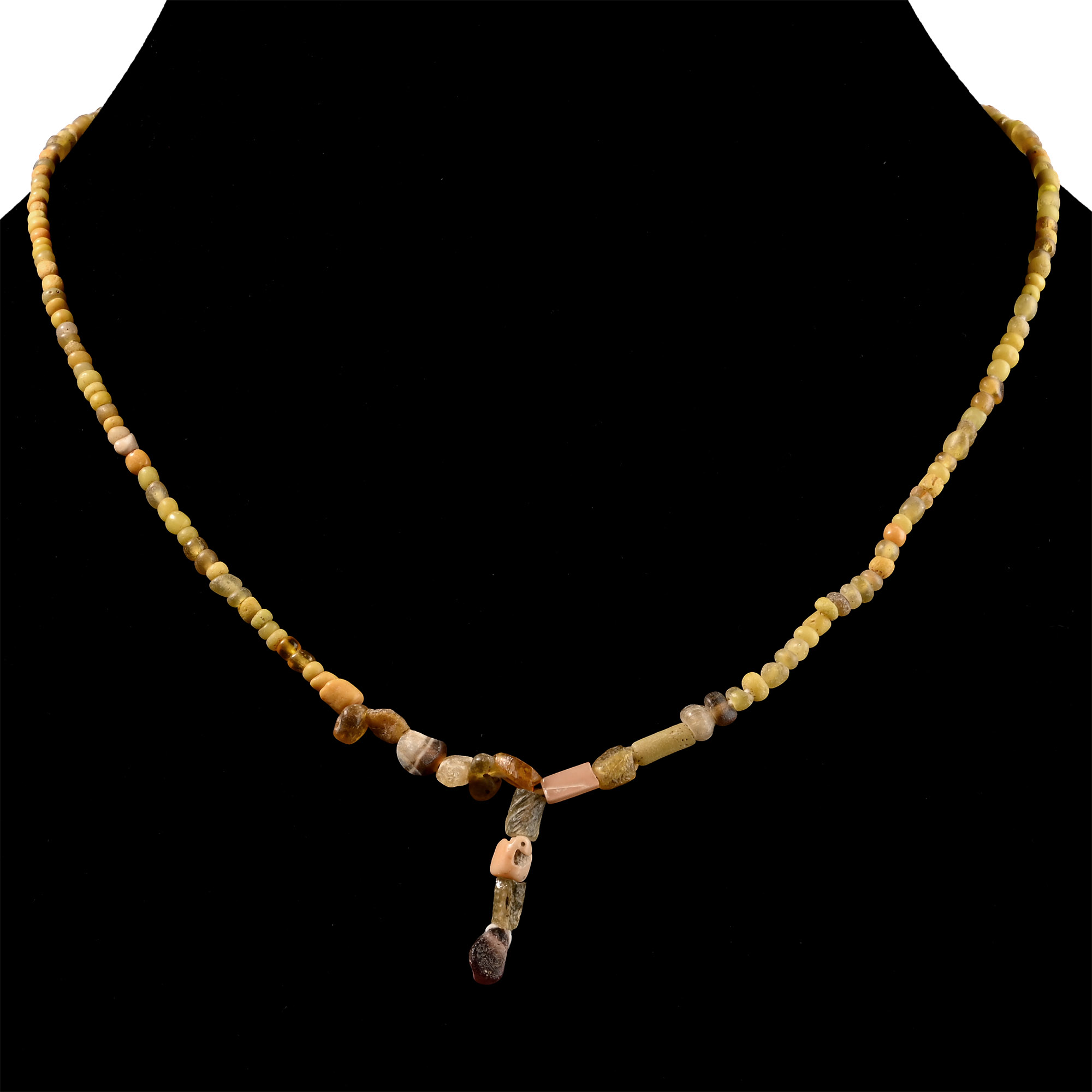 Roman Yellow Glass and Other Bead Necklace String