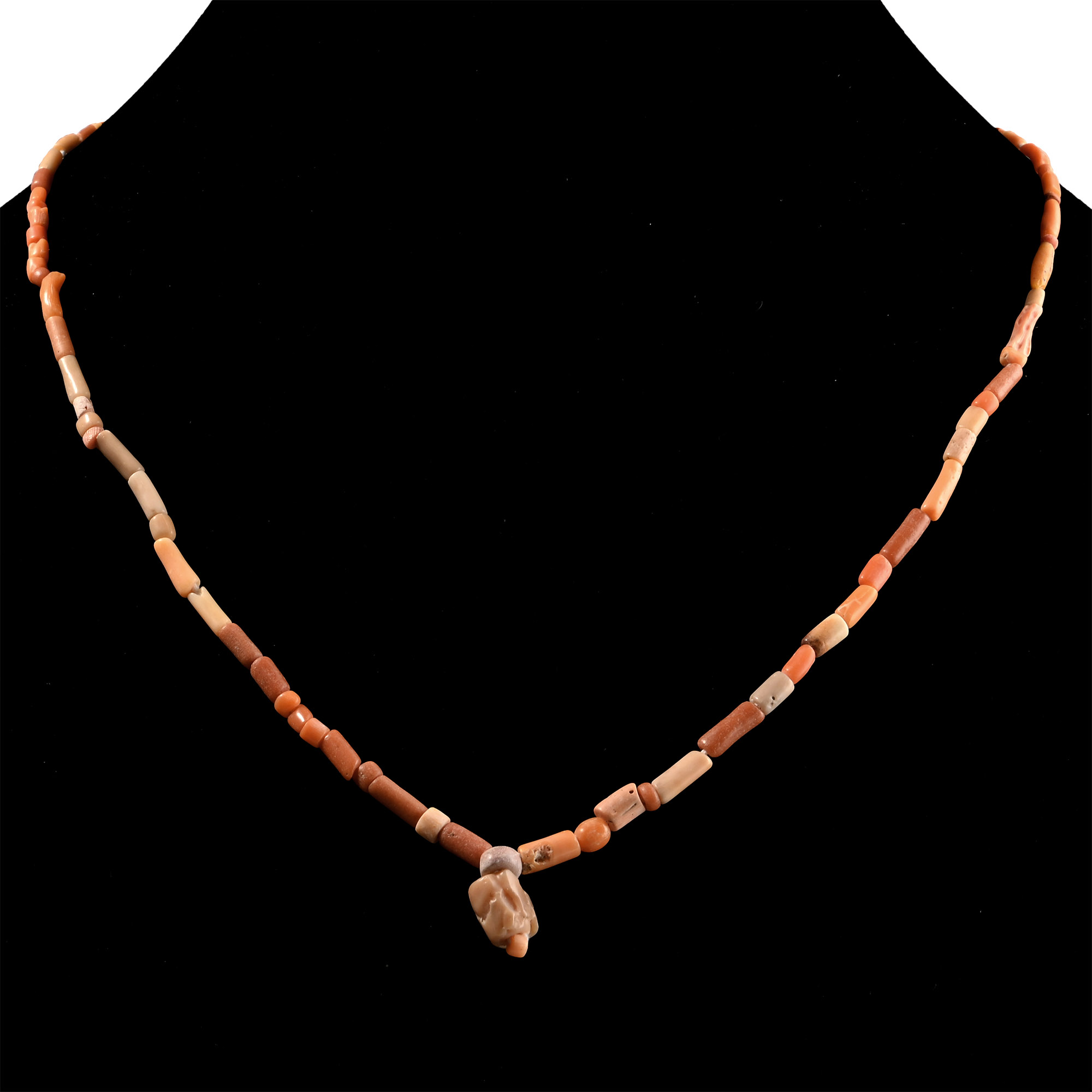 Roman Coral-Coloured Glass and Other Bead Necklace String