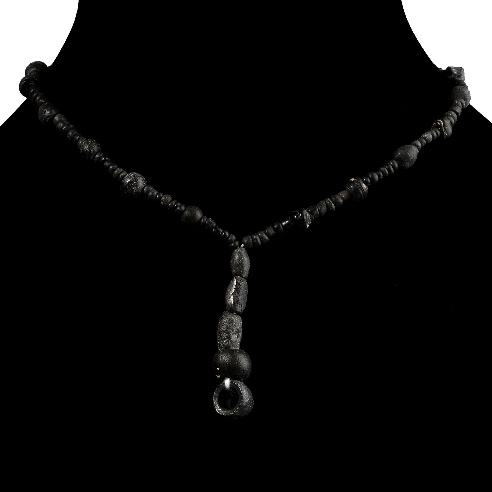 Roman Black Glass and Other Bead Necklace String