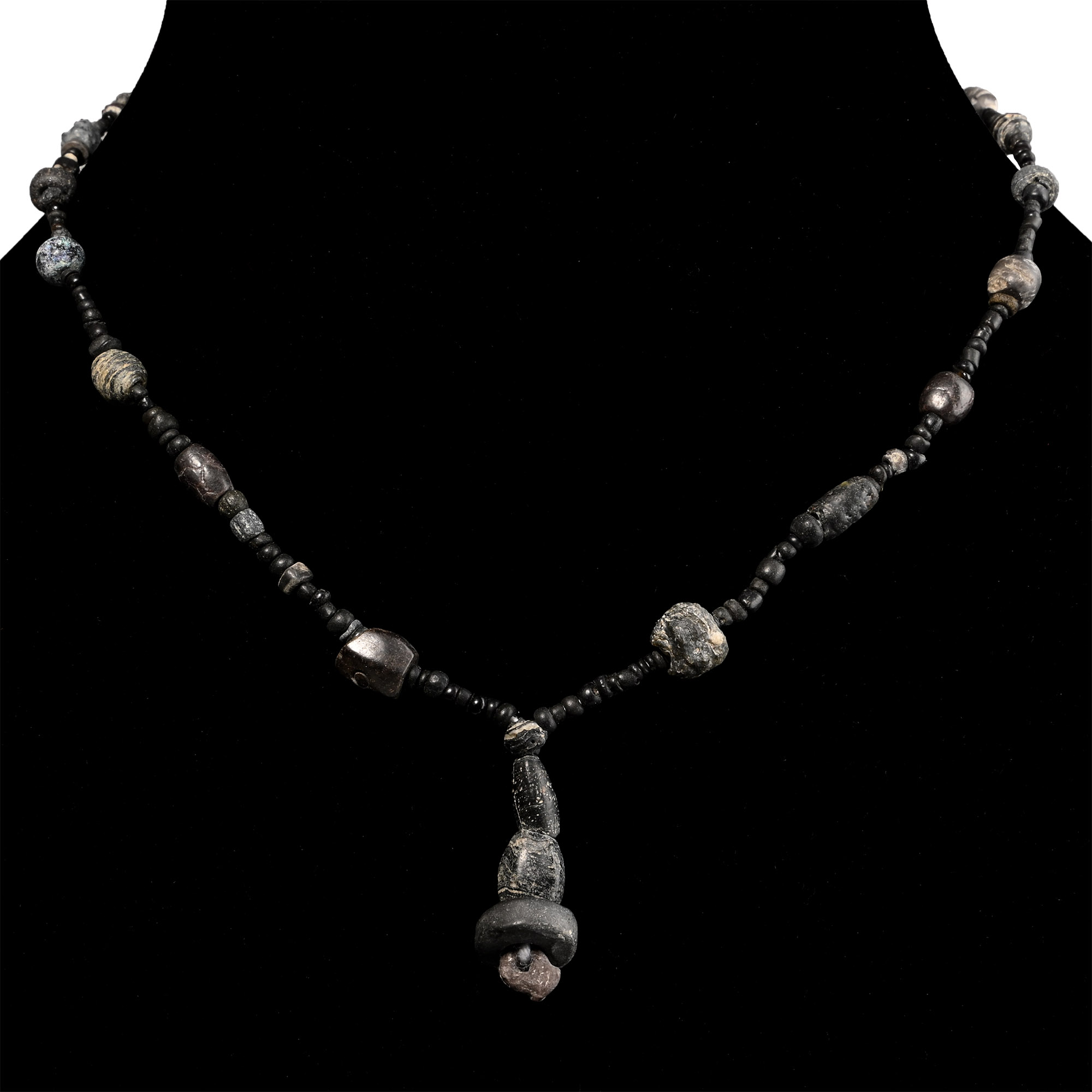 Roman Black Glass and Other Bead Necklace String