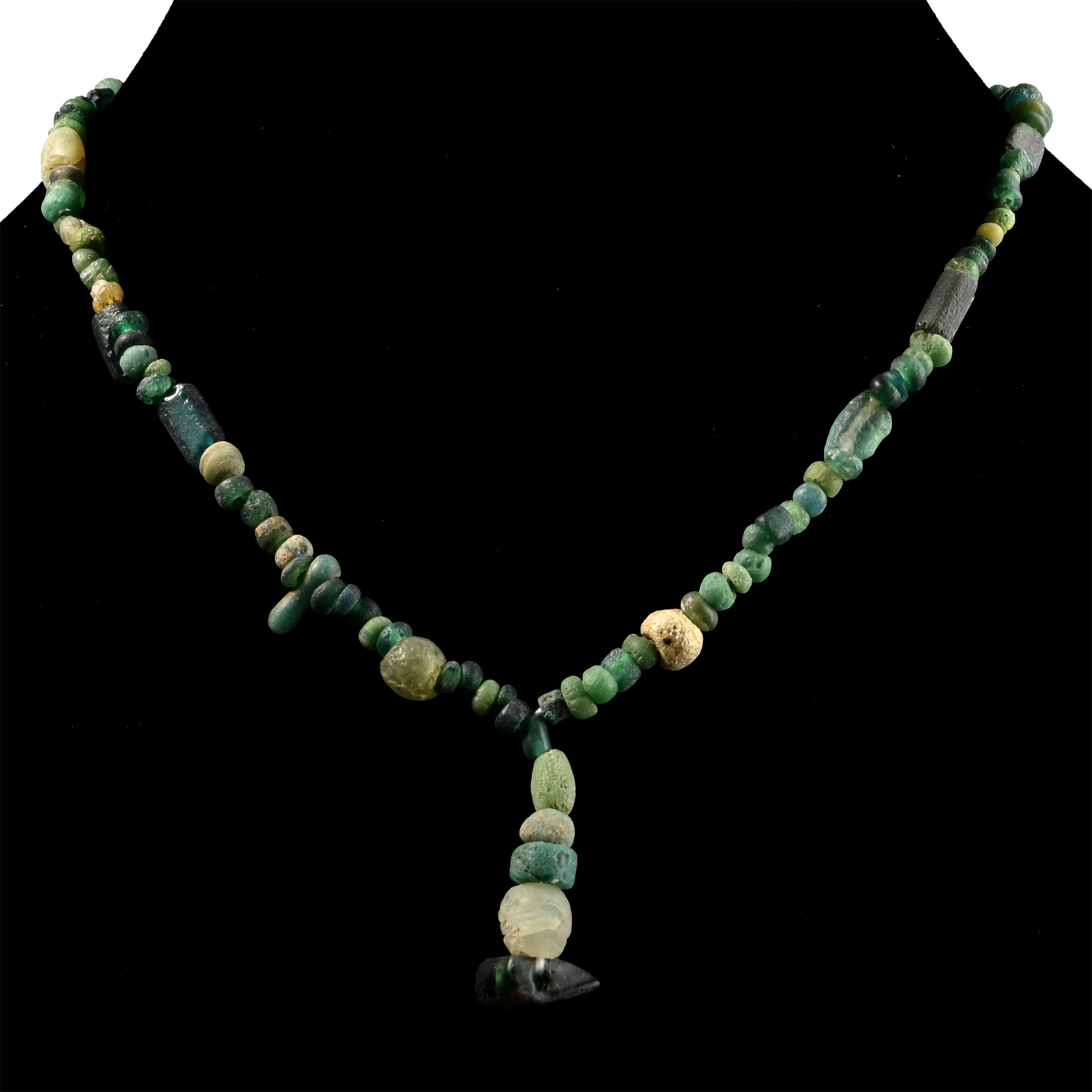 Roman Green Glass and Other Bead Necklace String