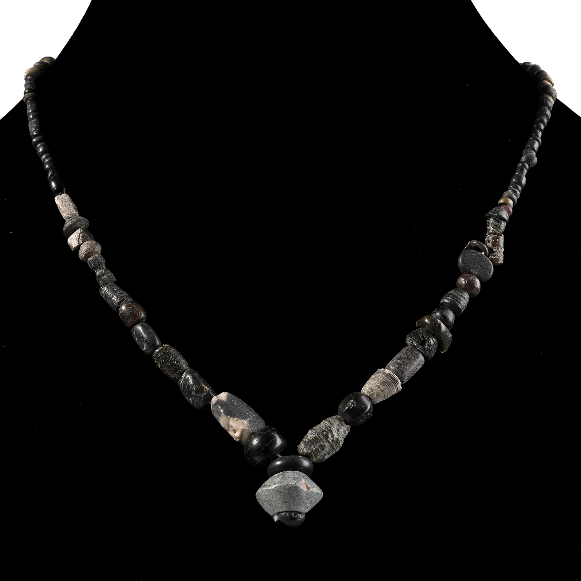 Roman Black Glass and Other Bead Necklace String