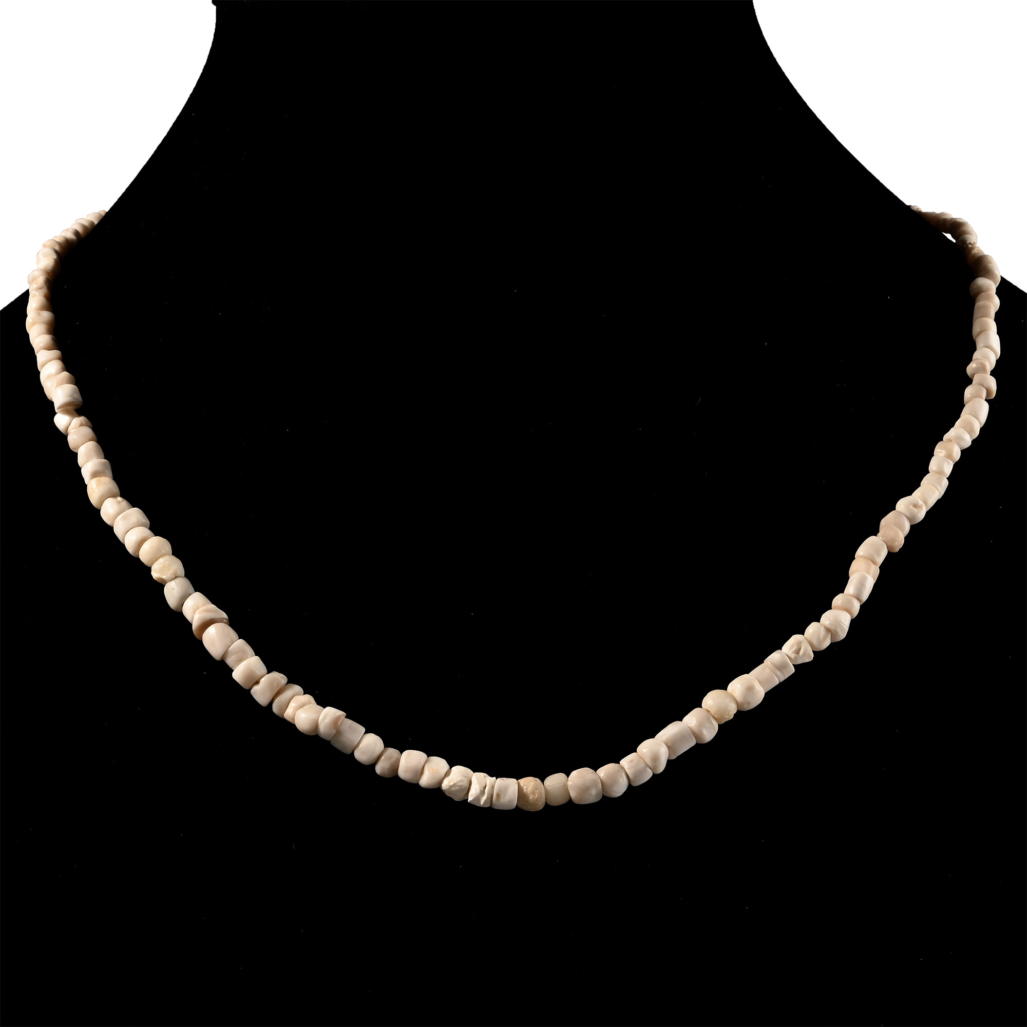 Western Asiatic Cream Glass and Other Bead Necklace String
