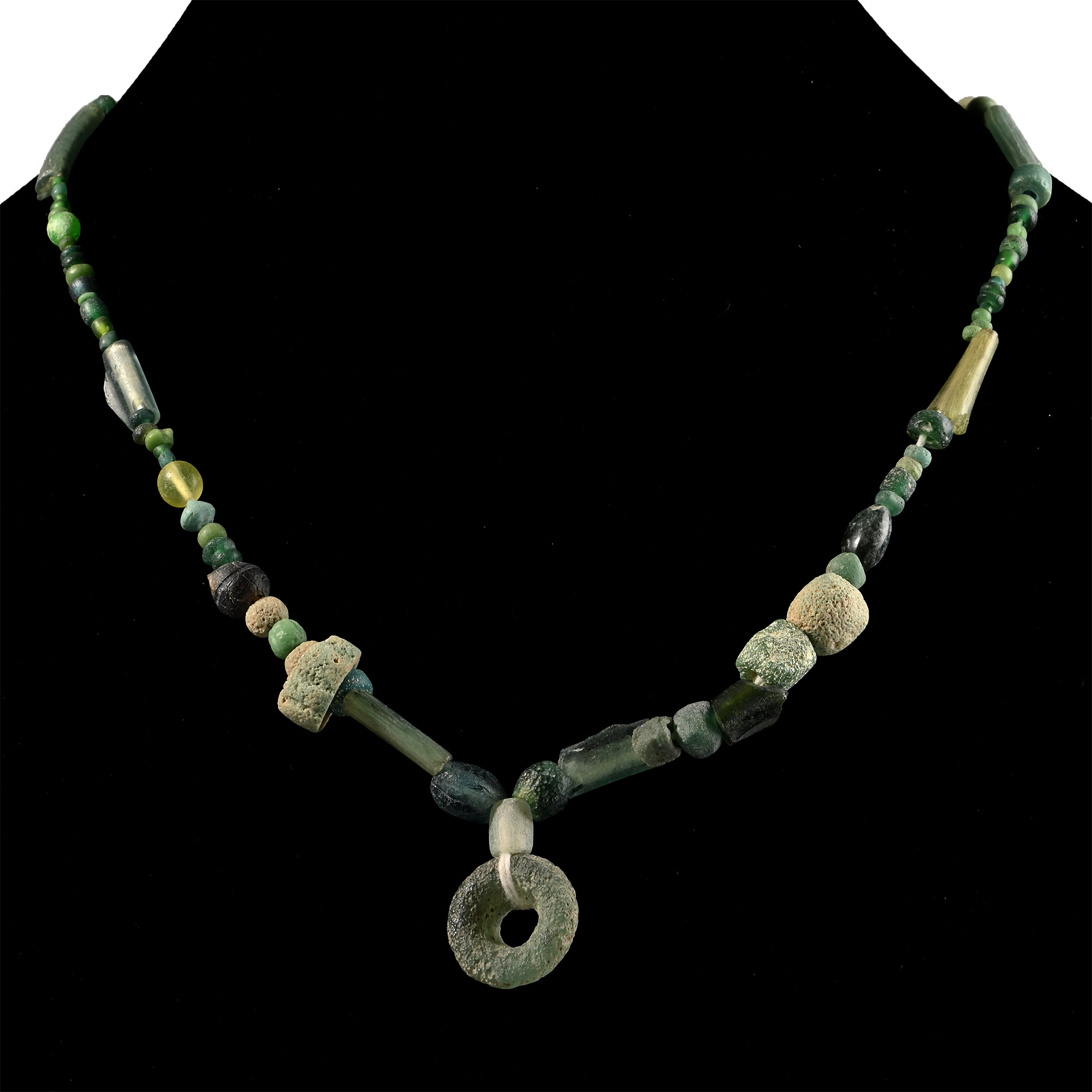 Roman Green Glass Bead Necklace String