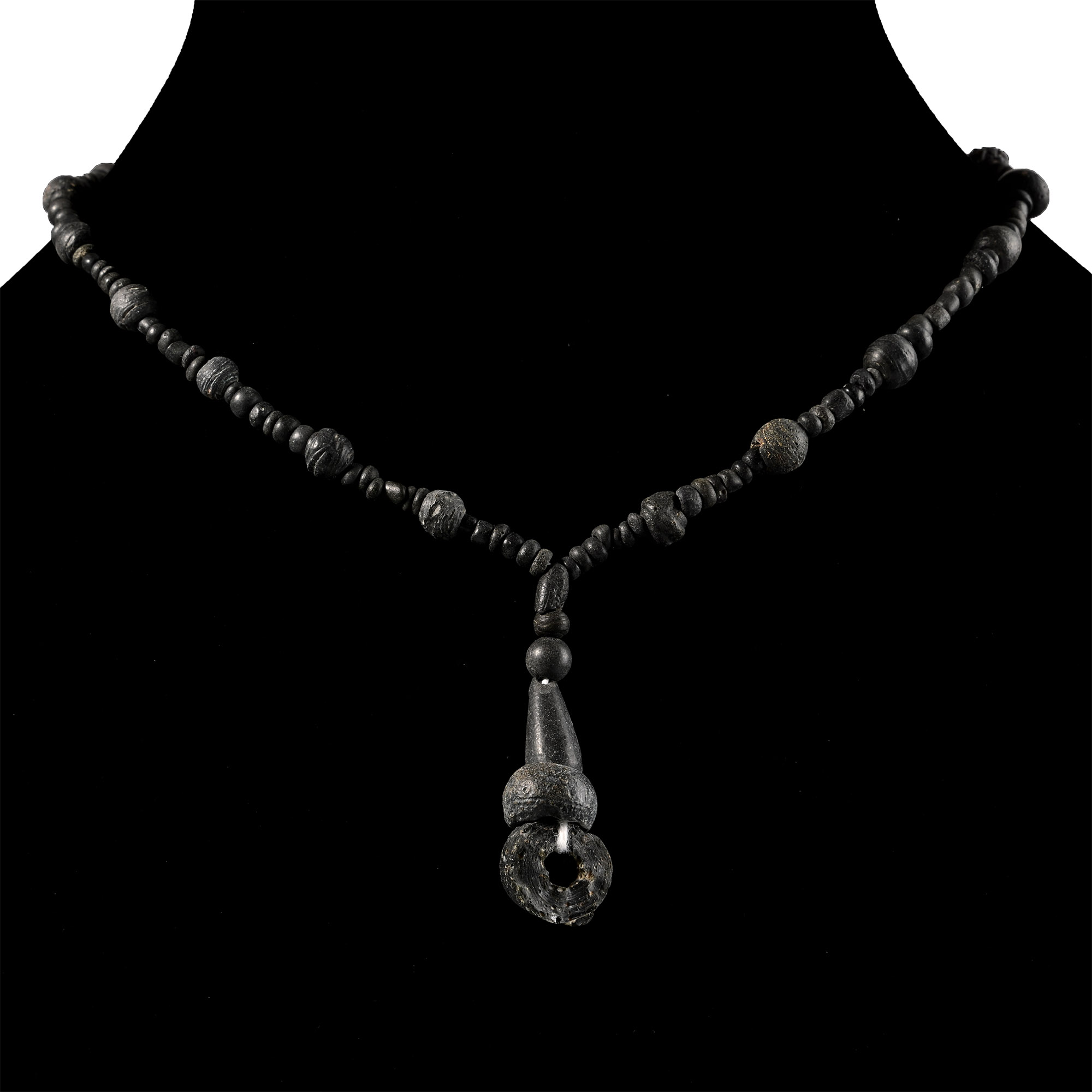 Roman Black Glass and Other Bead Necklace String
