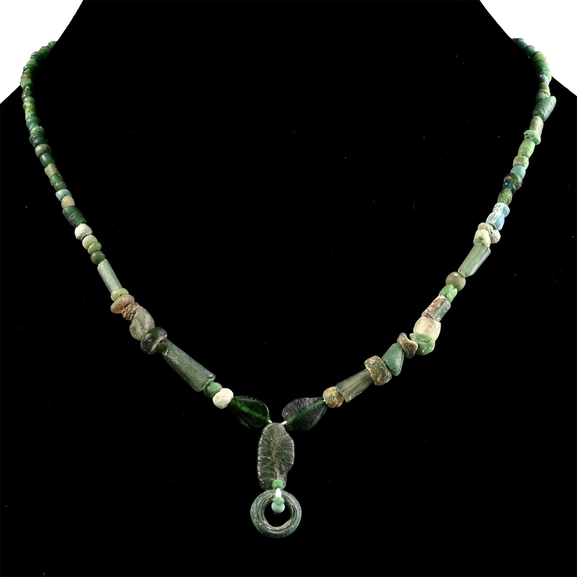 Roman Green Glass and Other Bead Necklace String