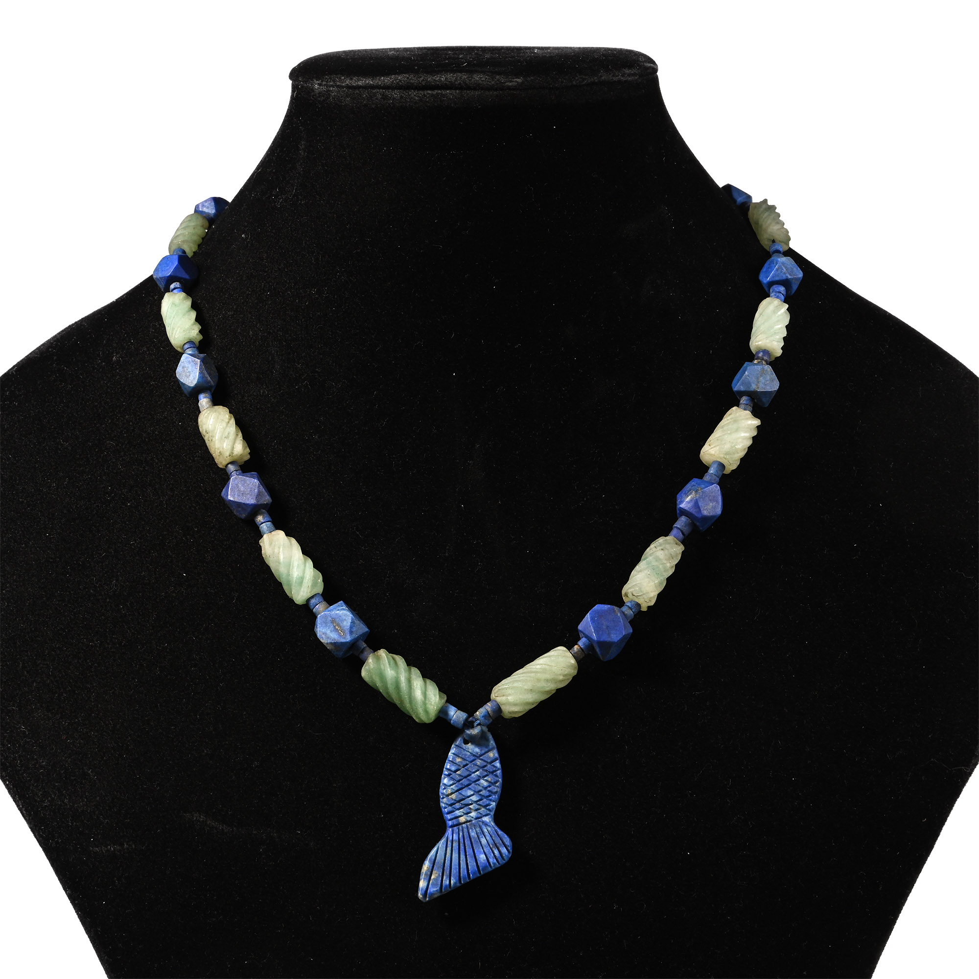 Bactrian Style Lapis Lazuli and Glass Bead Necklace String