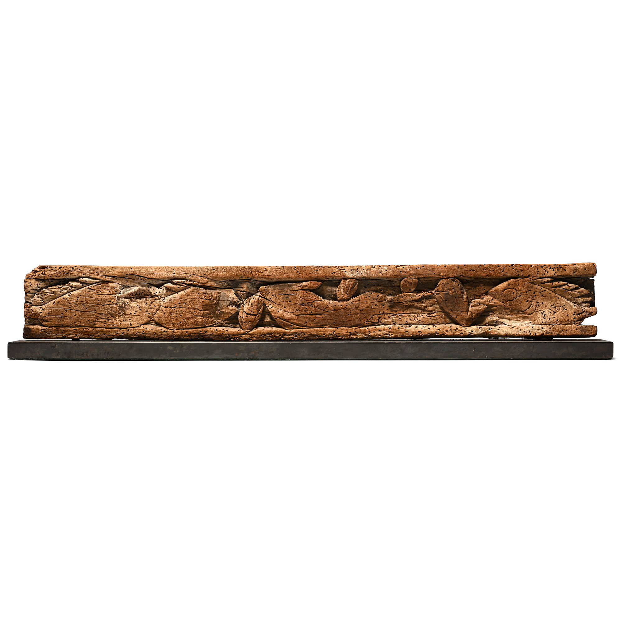 Egyptian Wooden Panel with Swimming Fish