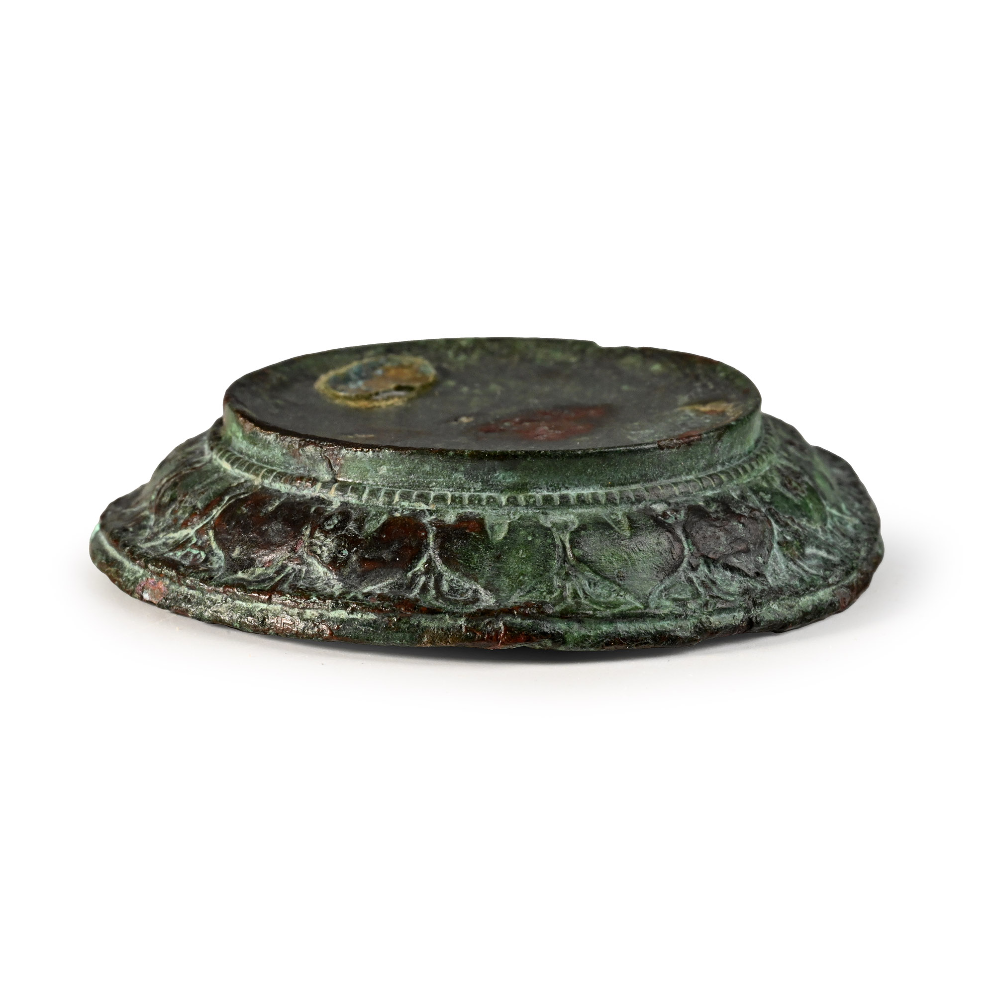 Roman Bronze Decorated Statuette Base