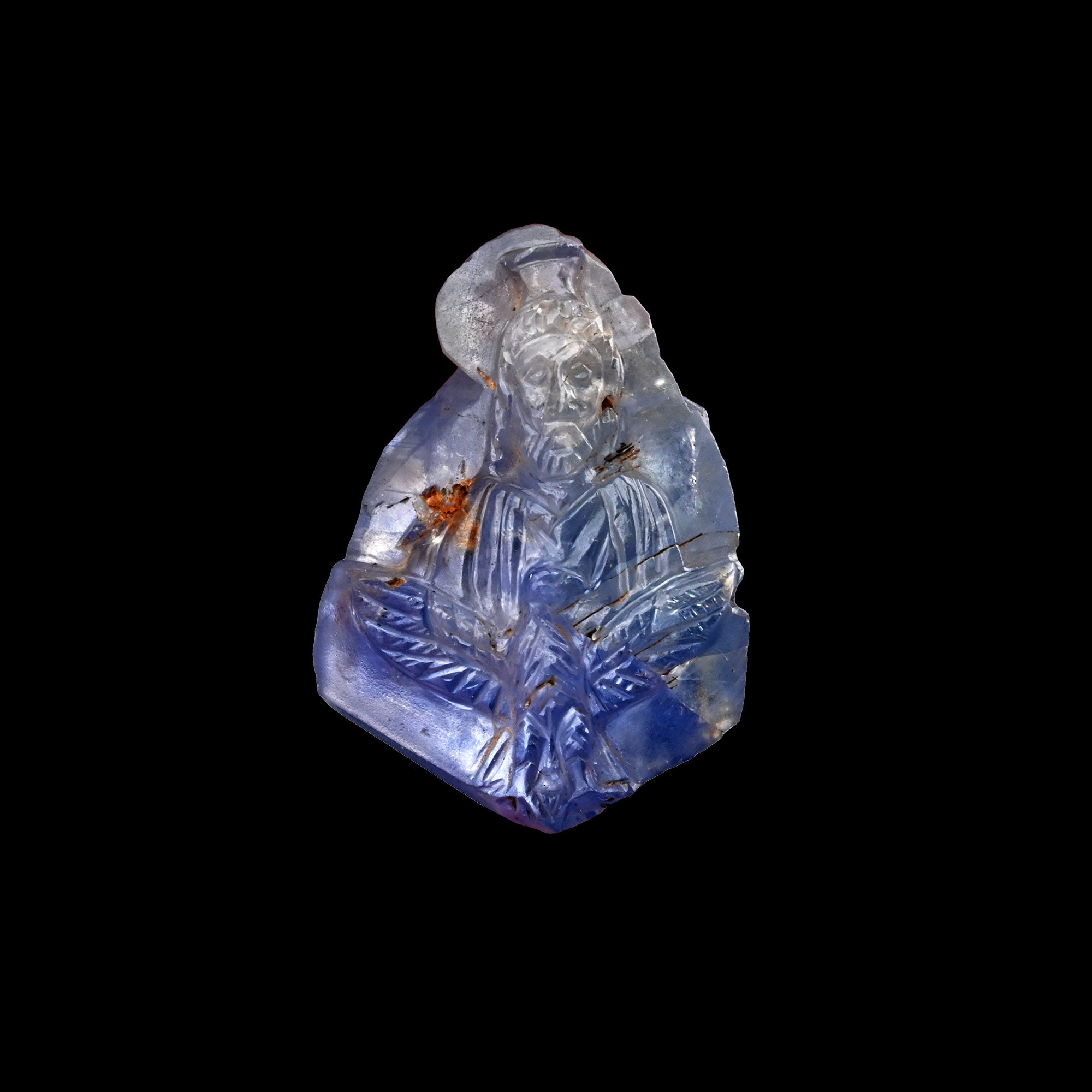 Roman Sapphire Cameo with Bust of Serapis Later Converted to Saint John the Evangelist