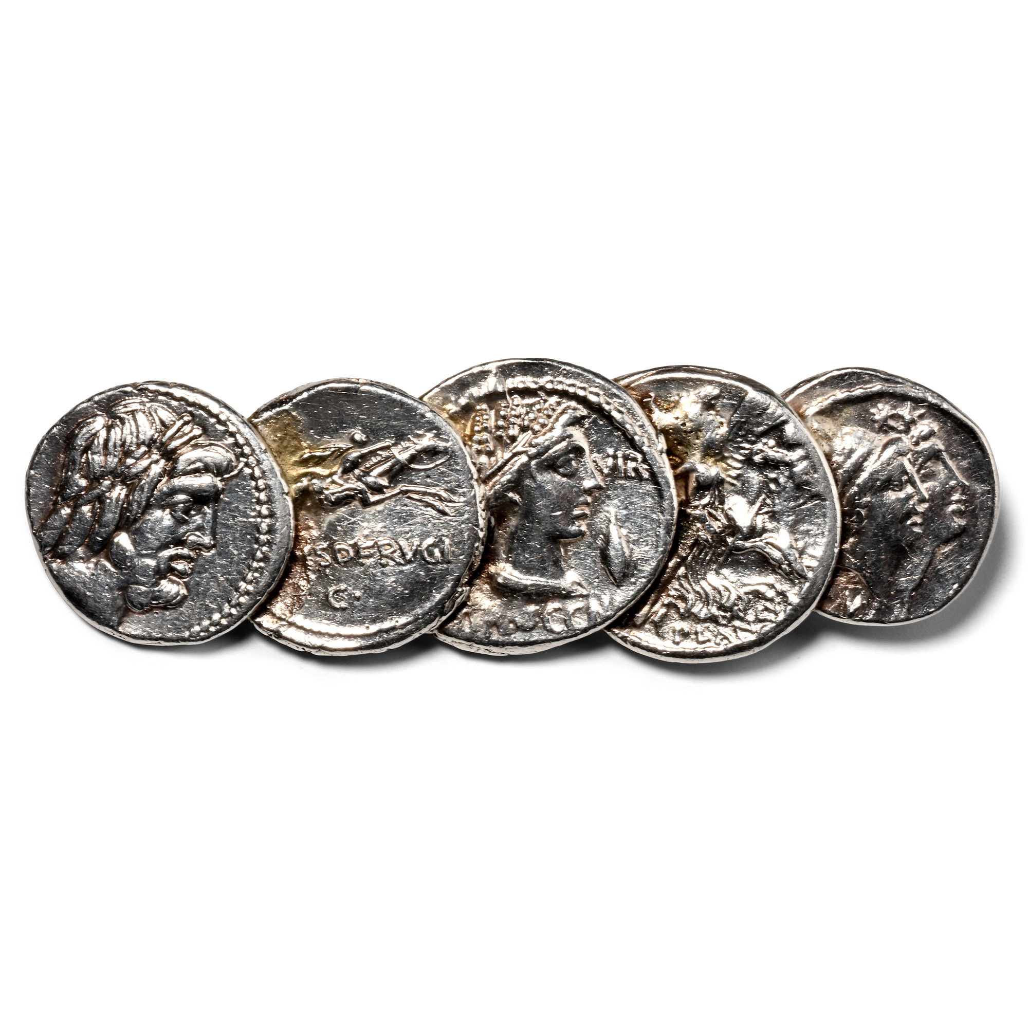 FIve Republican Denarii Formed as A Victorian Tie Pin.
