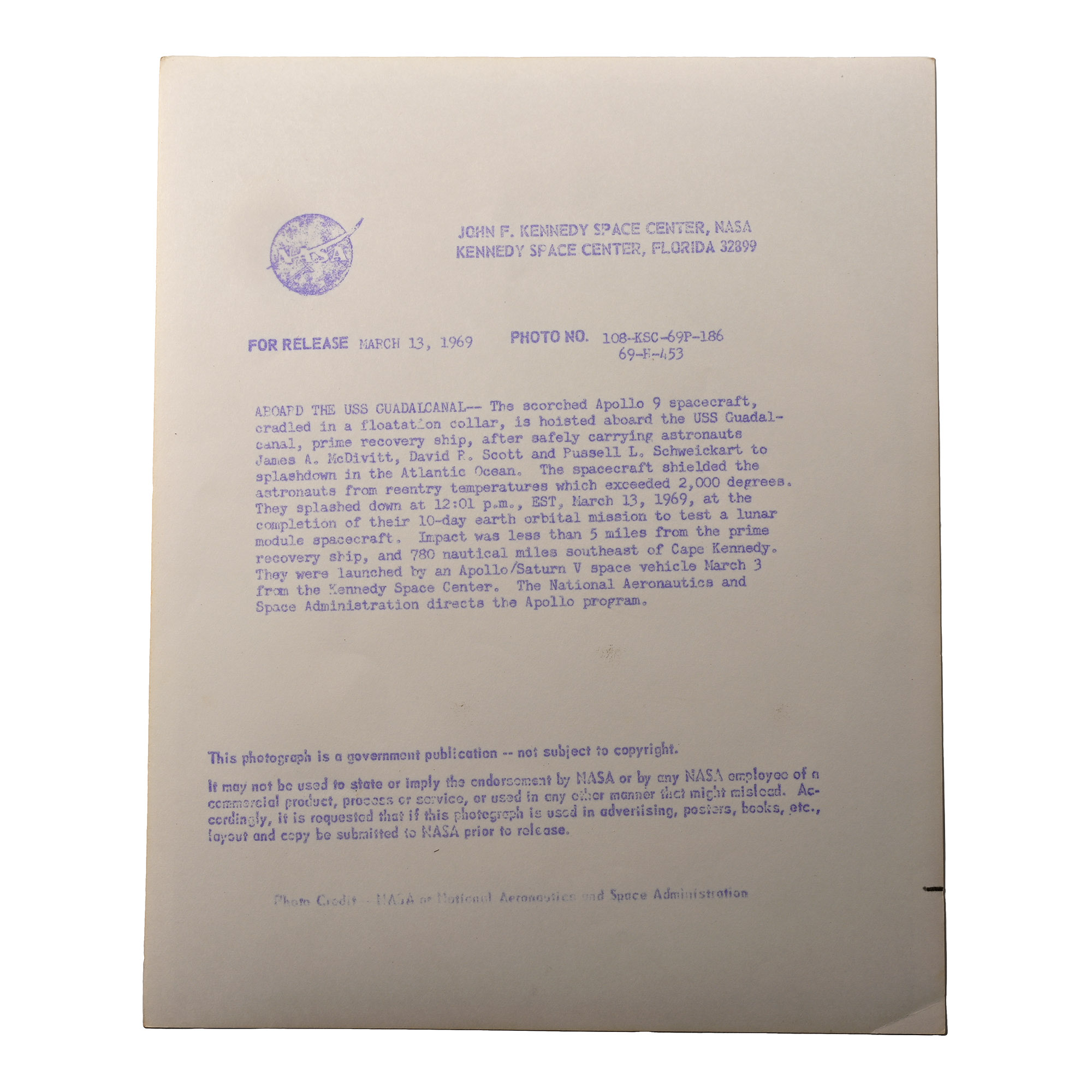 Original NASA Press Photograph Group