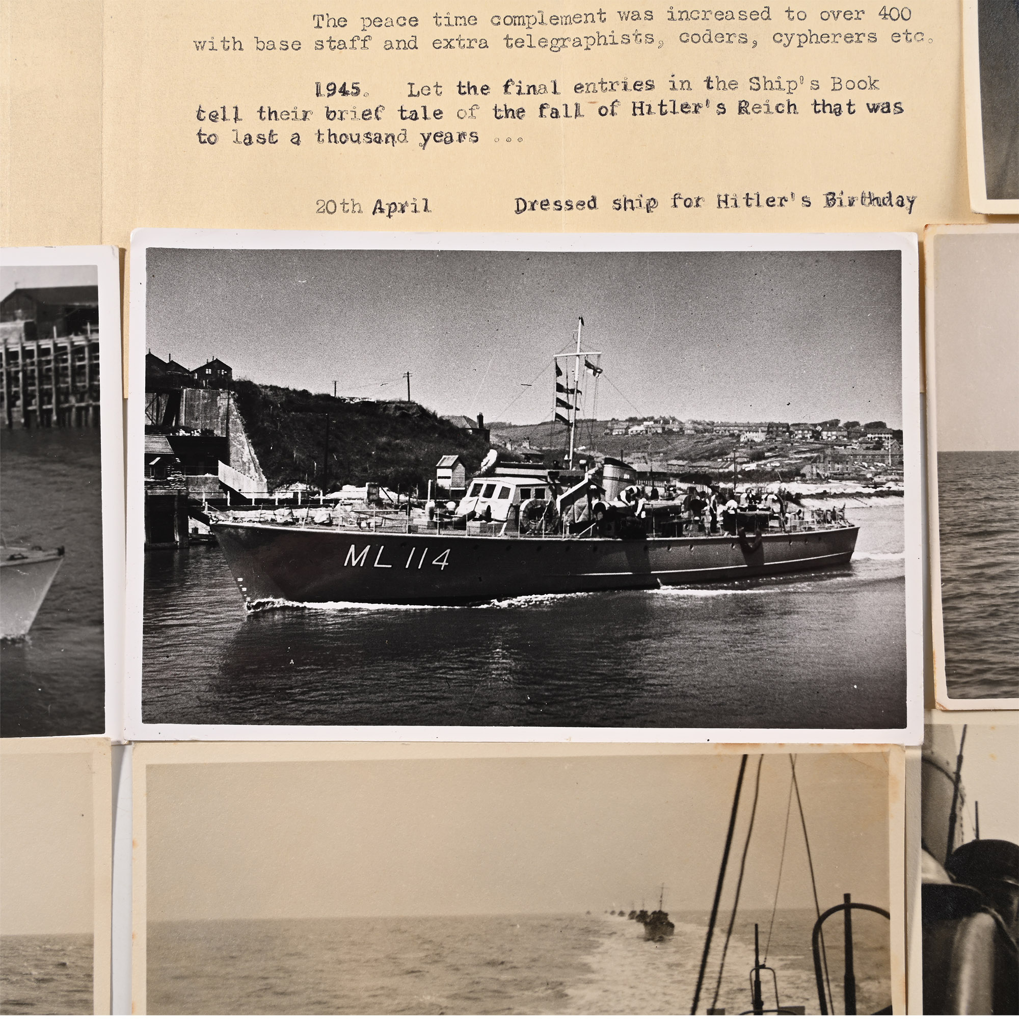 Archive of Original Photographs and Story of the German Ship 'Grille' with Ship's Official Stamp
