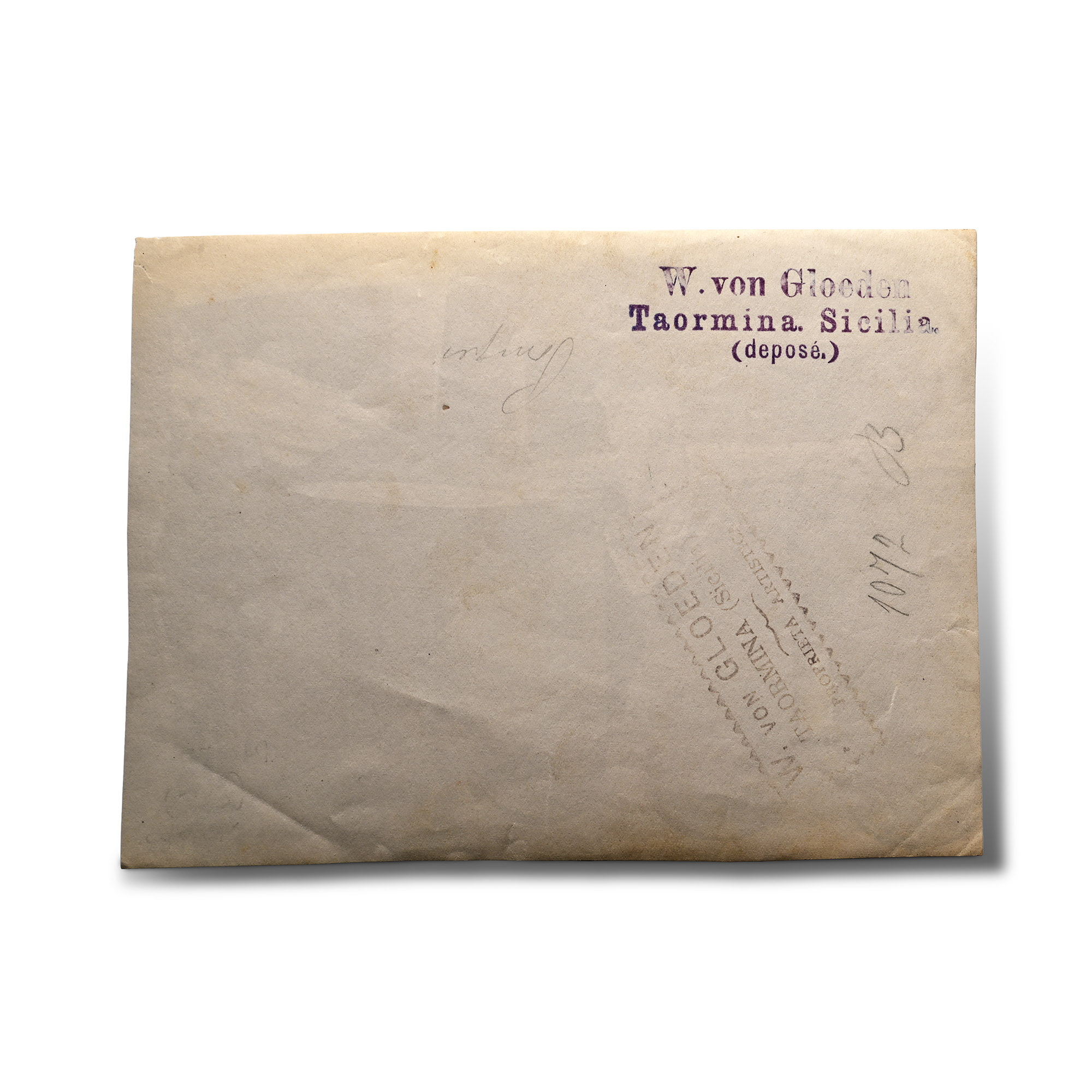 Wilhelm Von Gloeden, Albumen print - Two 'Taormina' Photographers' Stamps Verso