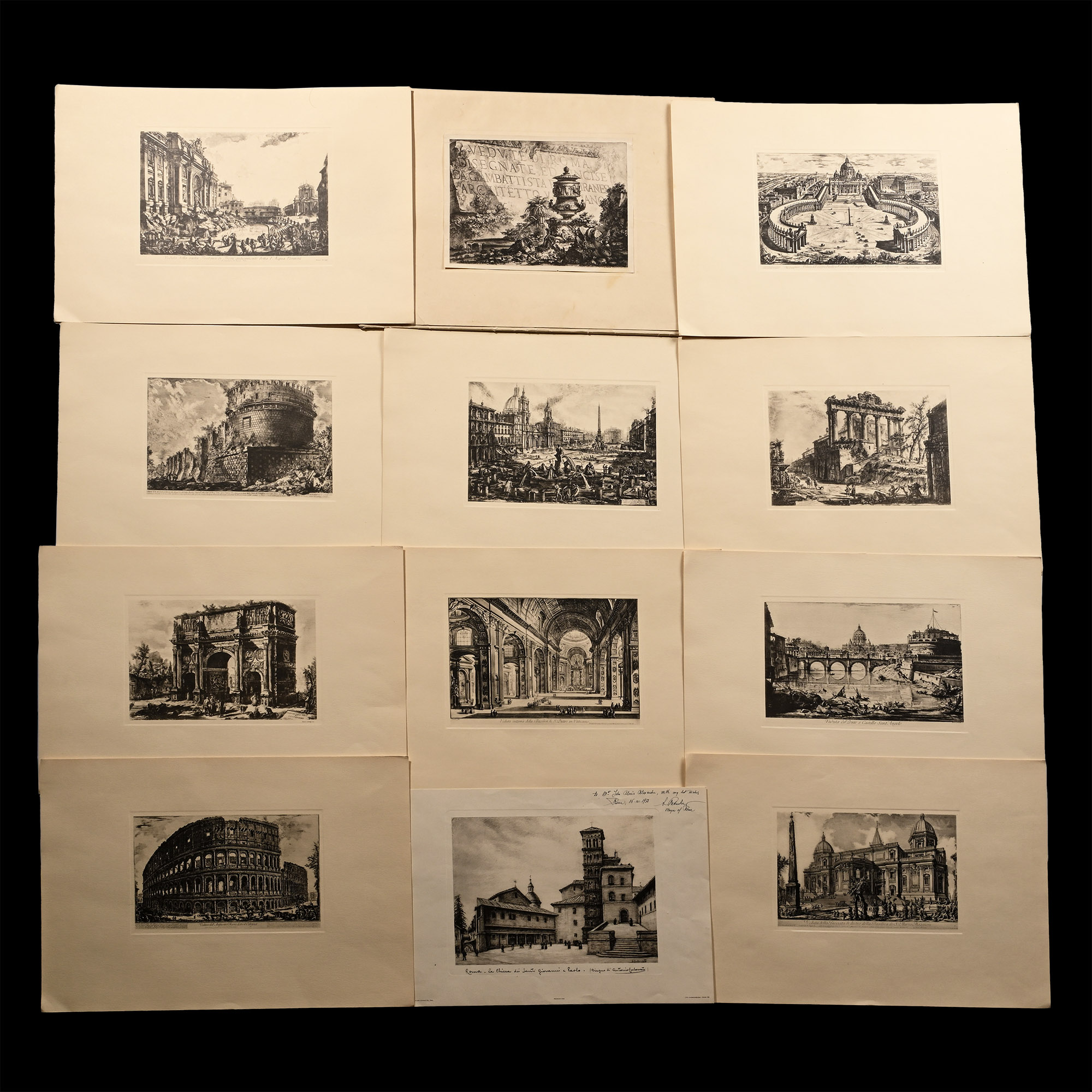Engravings of Scenes of Rome by Giovanni Piranesi Gifted by the Mayor of Rome in 1952