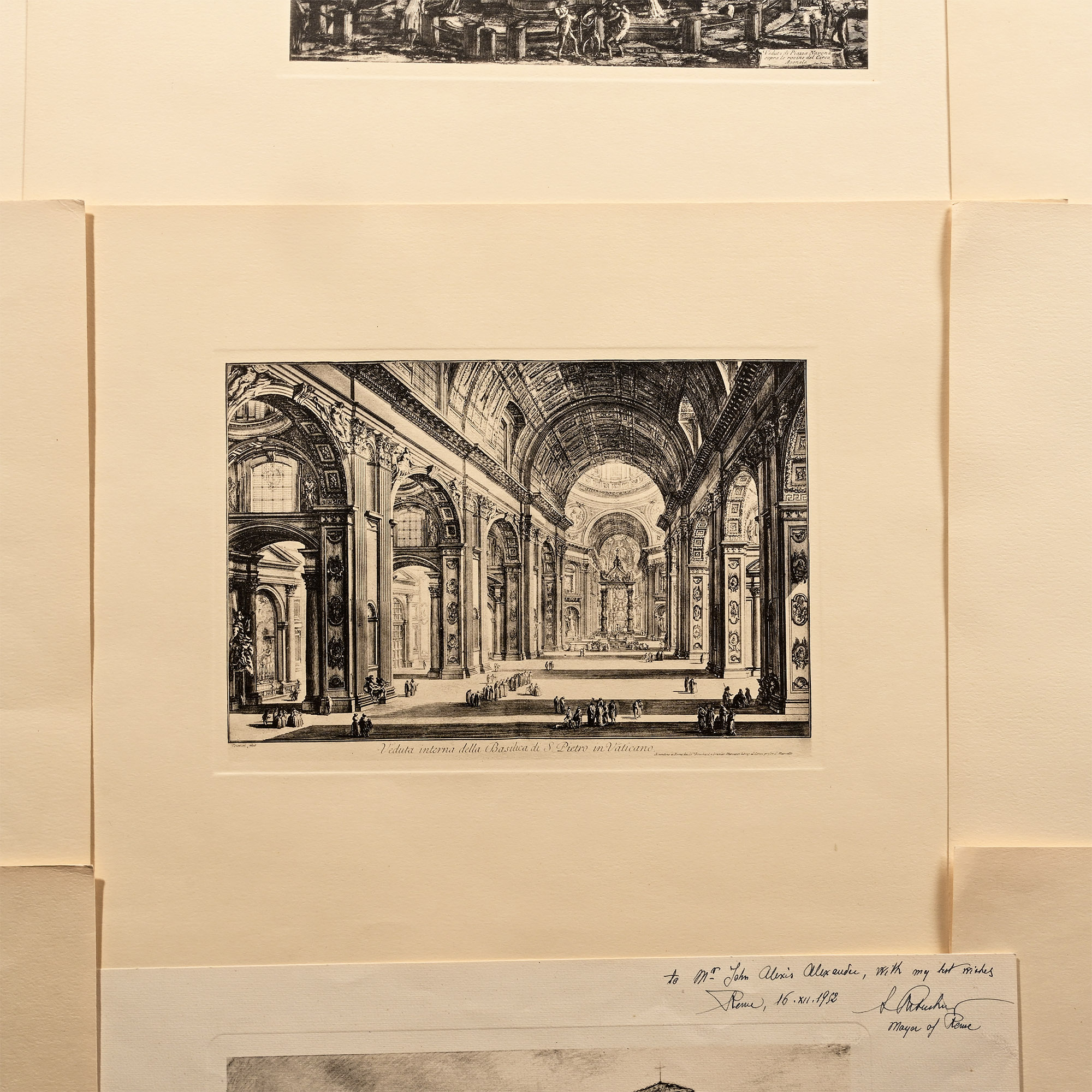Engravings of Scenes of Rome by Giovanni Piranesi Gifted by the Mayor of Rome in 1952