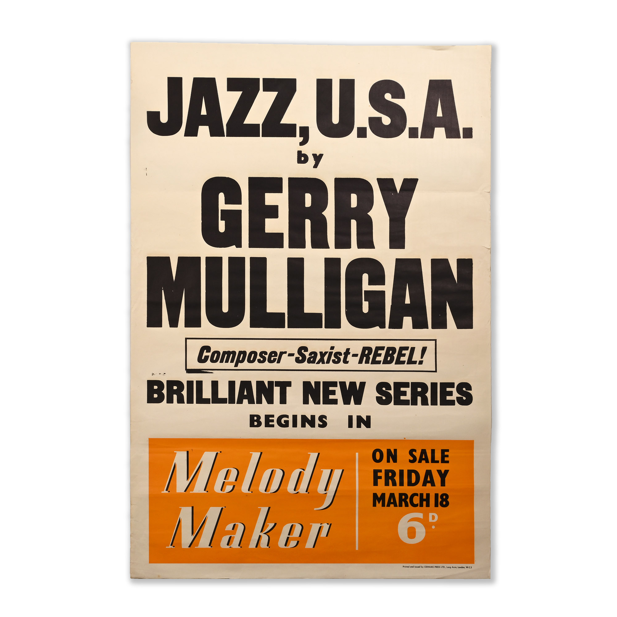 Jazz, U.S.A. by Gerry Mulligan Original Advertising Poster
