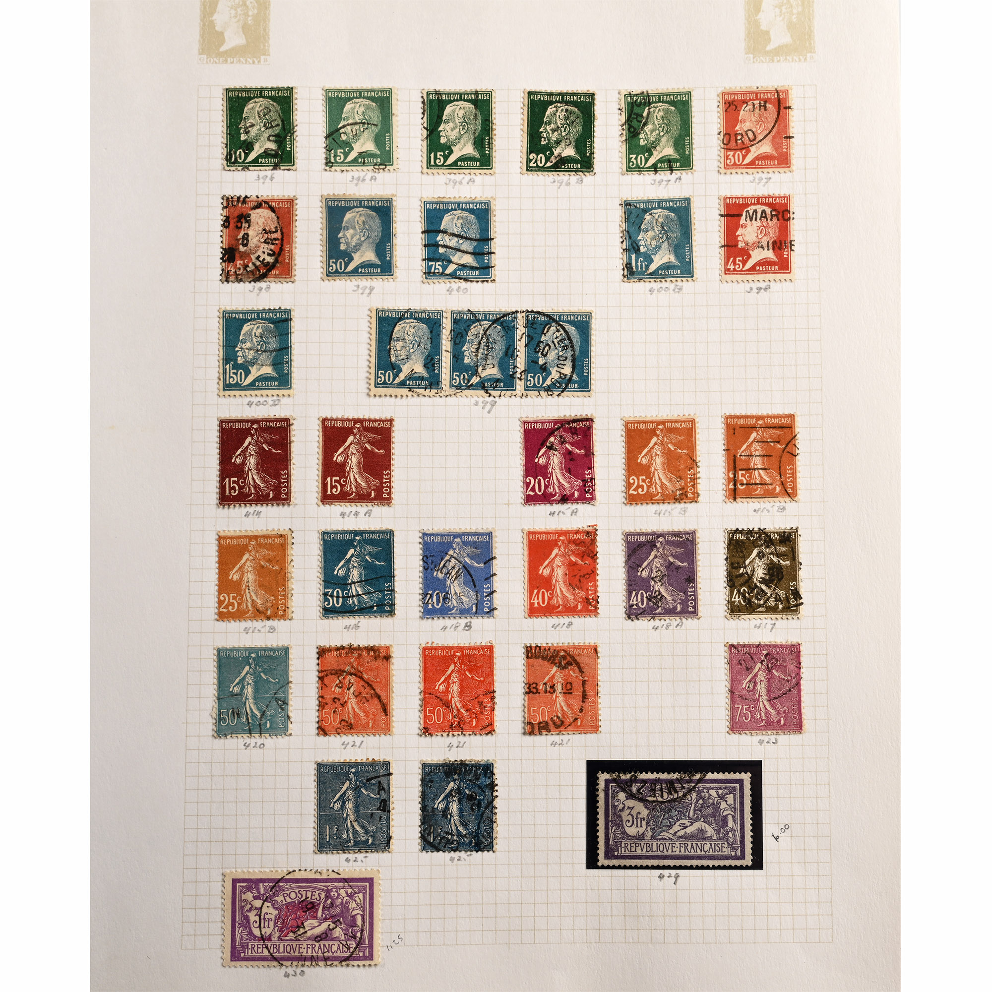 A Collection of Stamps from France