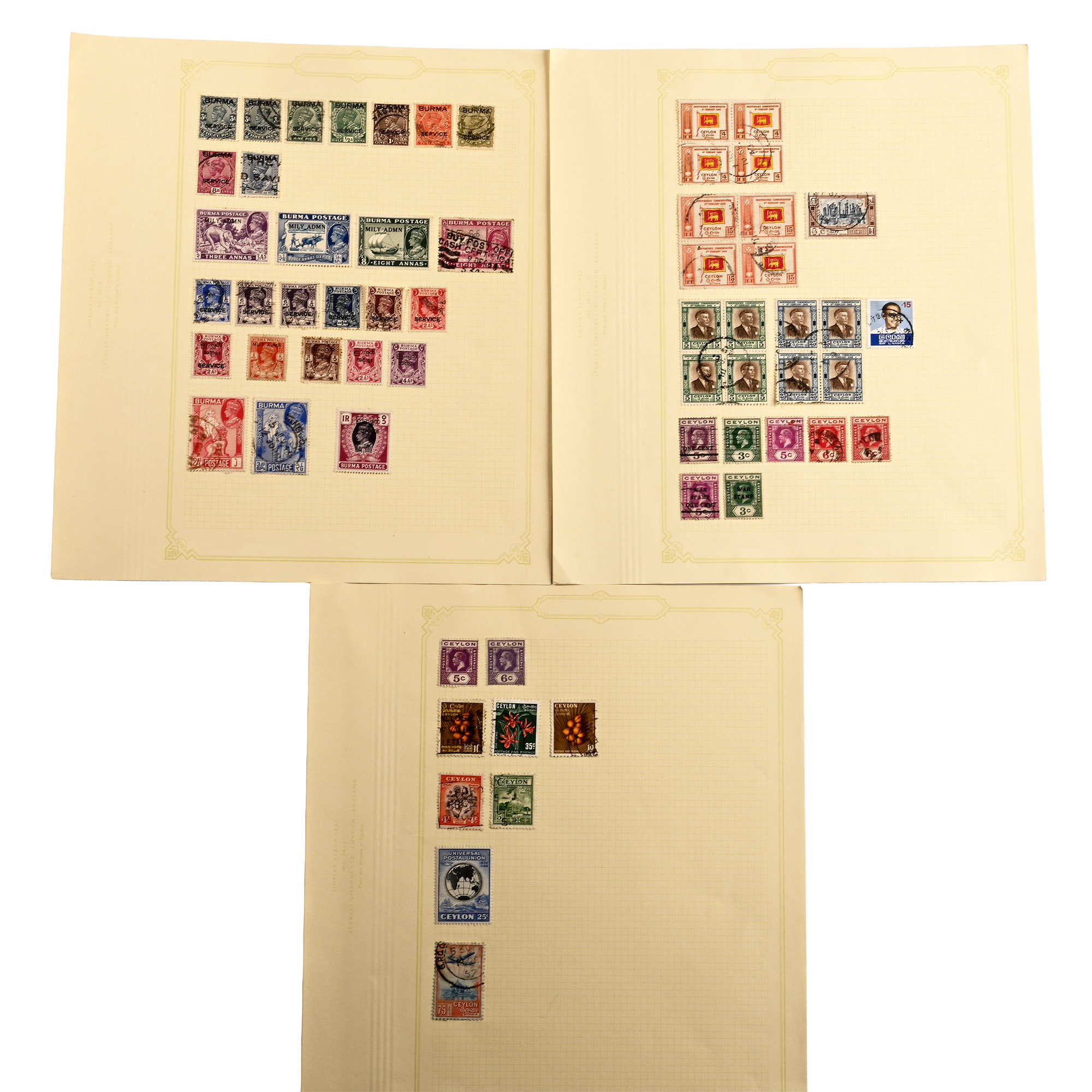A Collection of Stamps from Burma & Ceylon