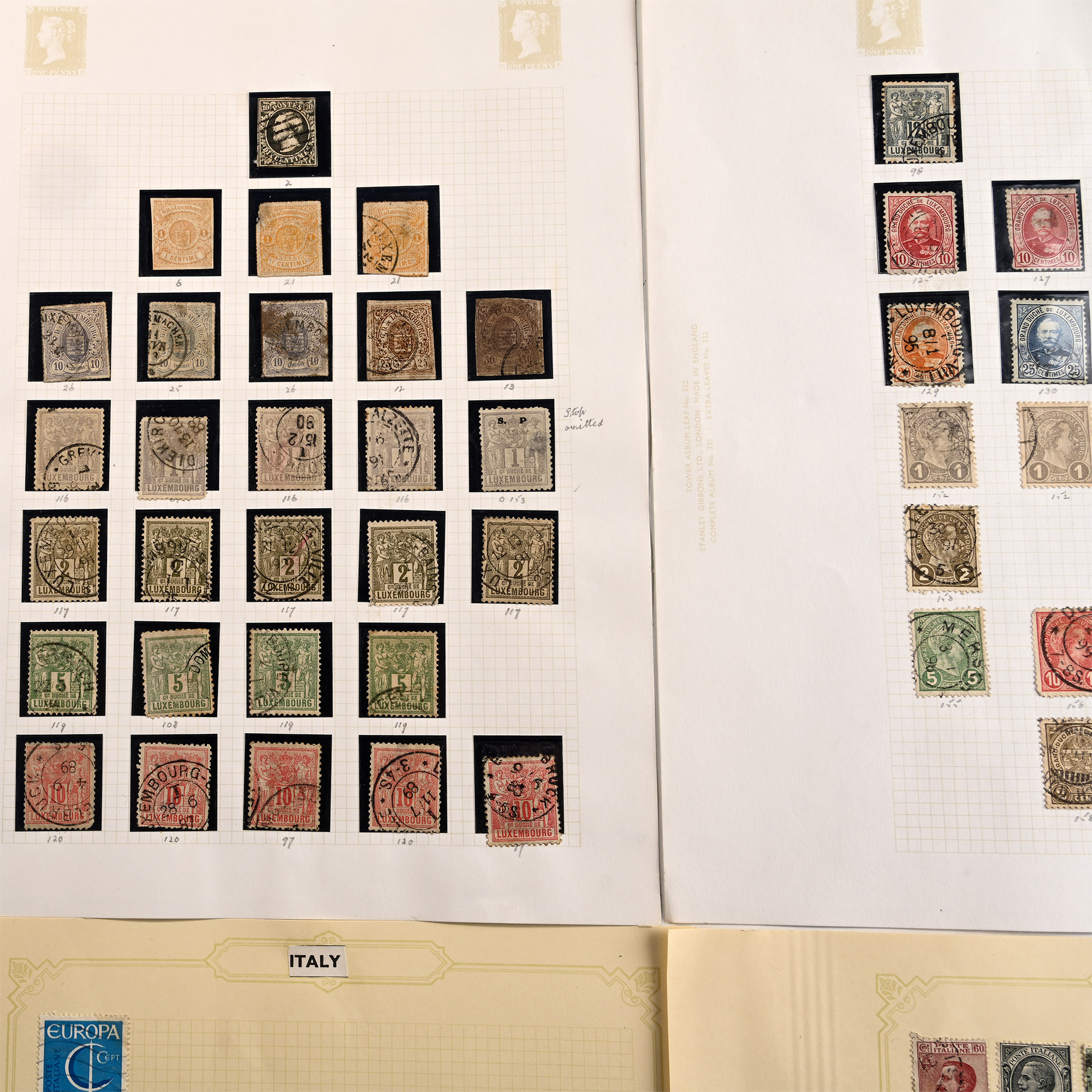 A Collection of Stamps from Italy & Luxenbourg