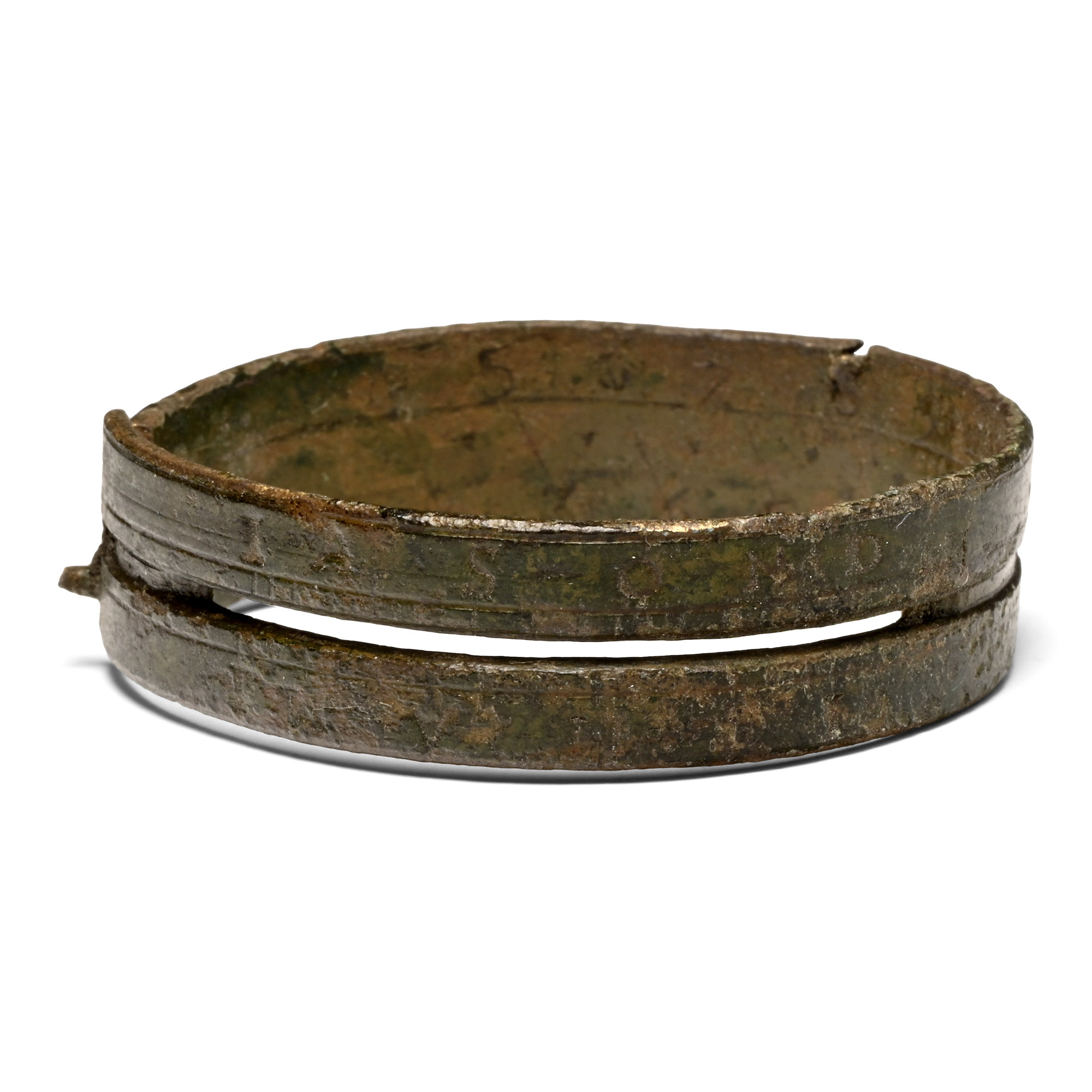 Post Medieval Bronze Inscribed Pocket Ring Sundial