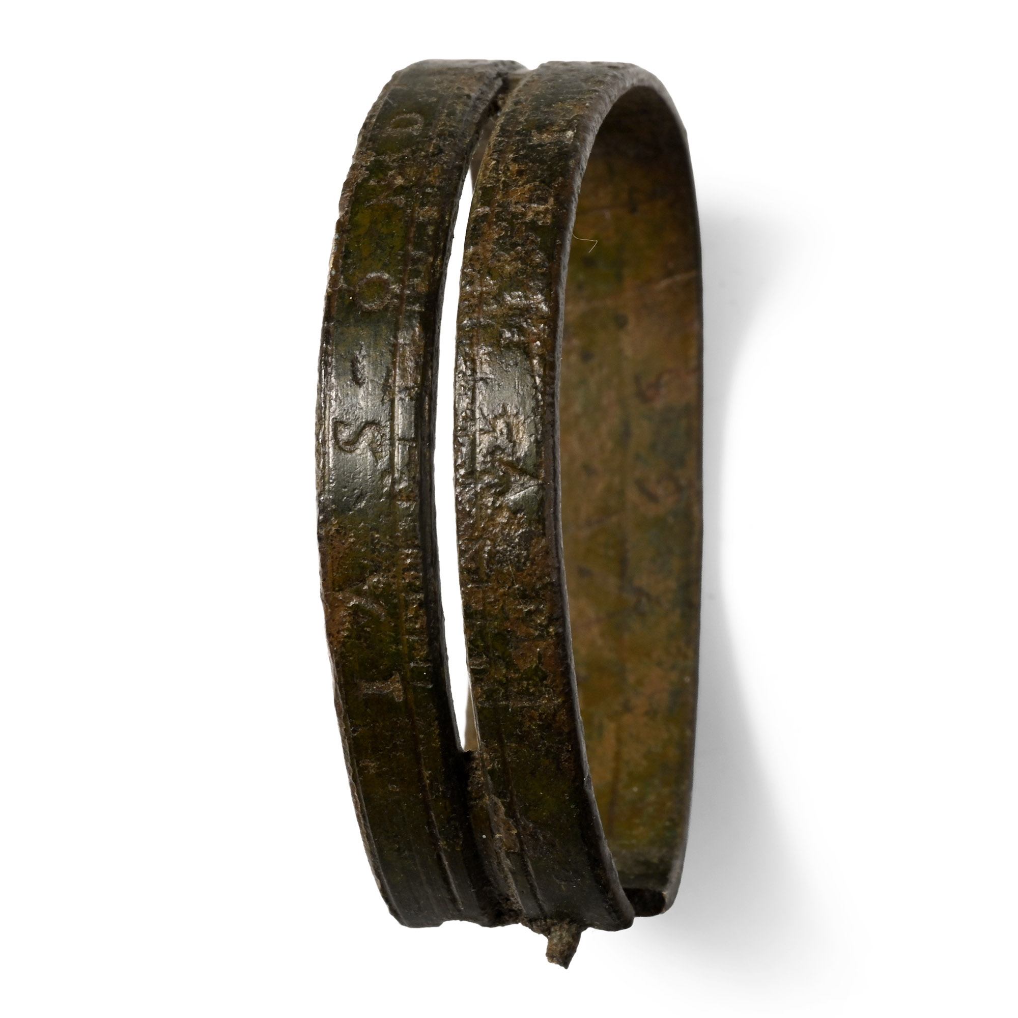 Post Medieval Bronze Inscribed Pocket Ring Sundial