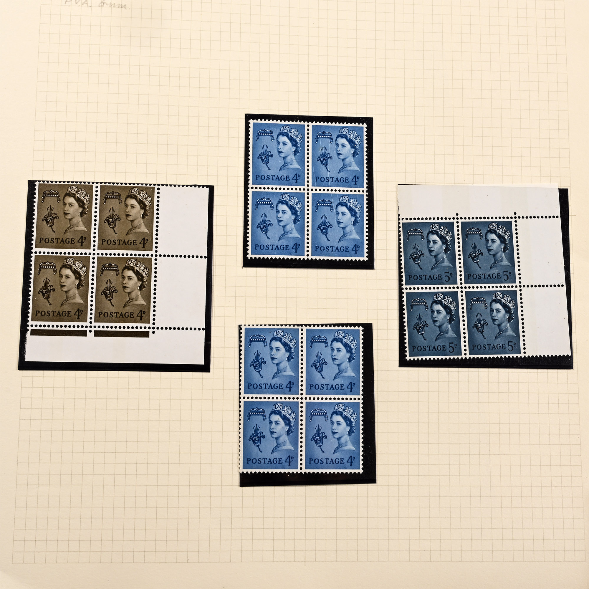 Queen Elizabeth II (QEII) Jersey, Guernsey, Northern Ireland, Isle of Man, and Scotland Mint Stamp Block Collection