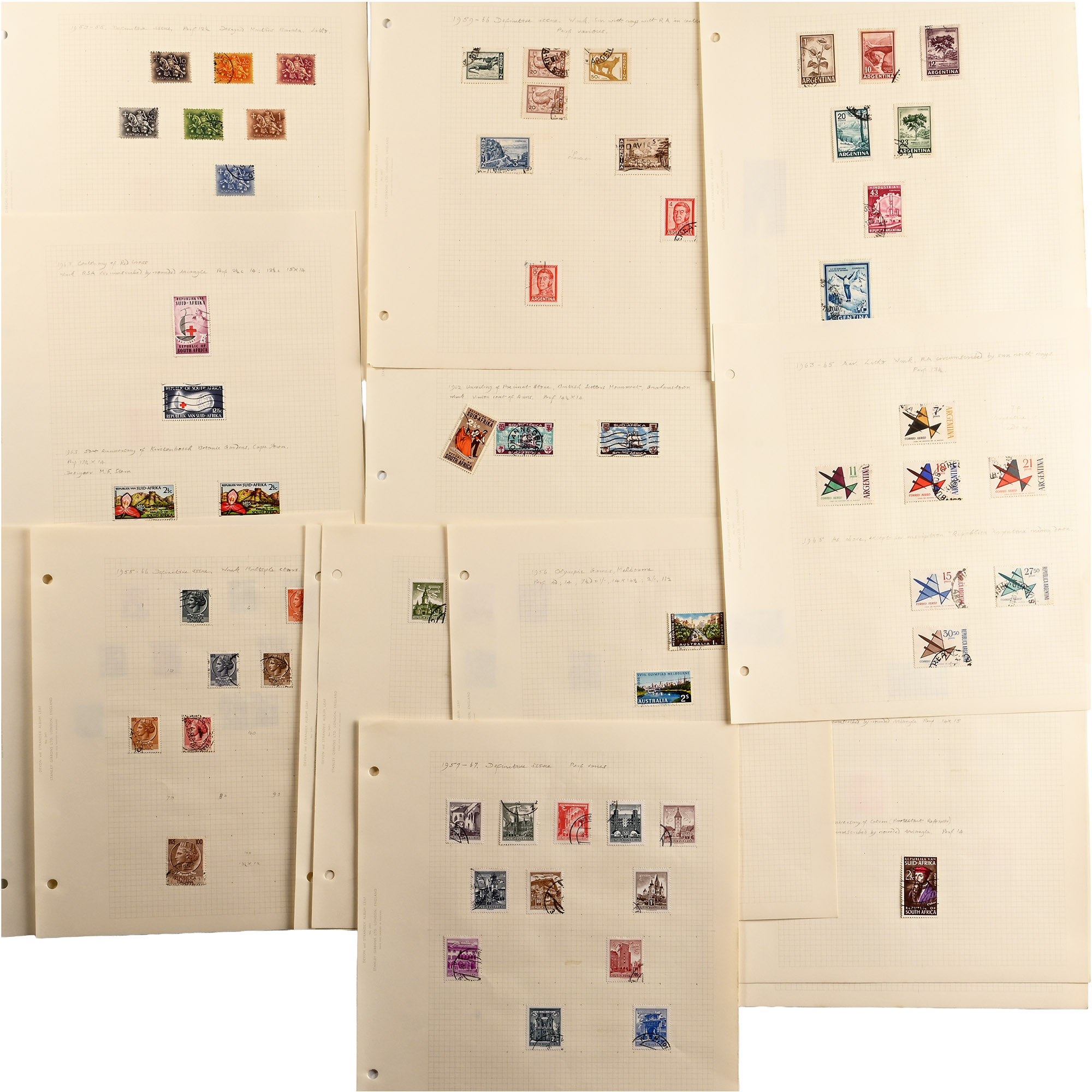 World Stamps on Album Pages