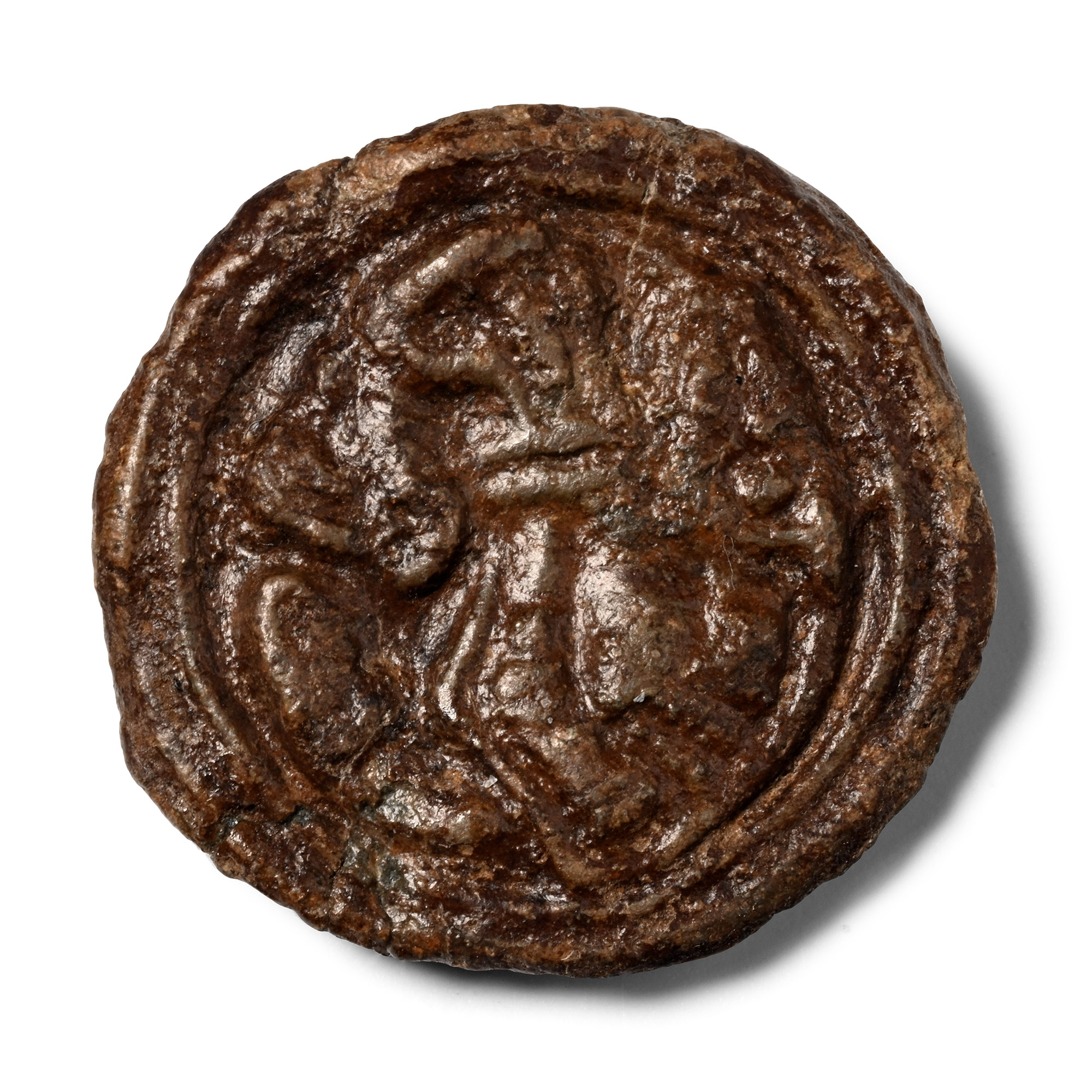 Anglo-Saxon Lead Beast Facing Back Brooch