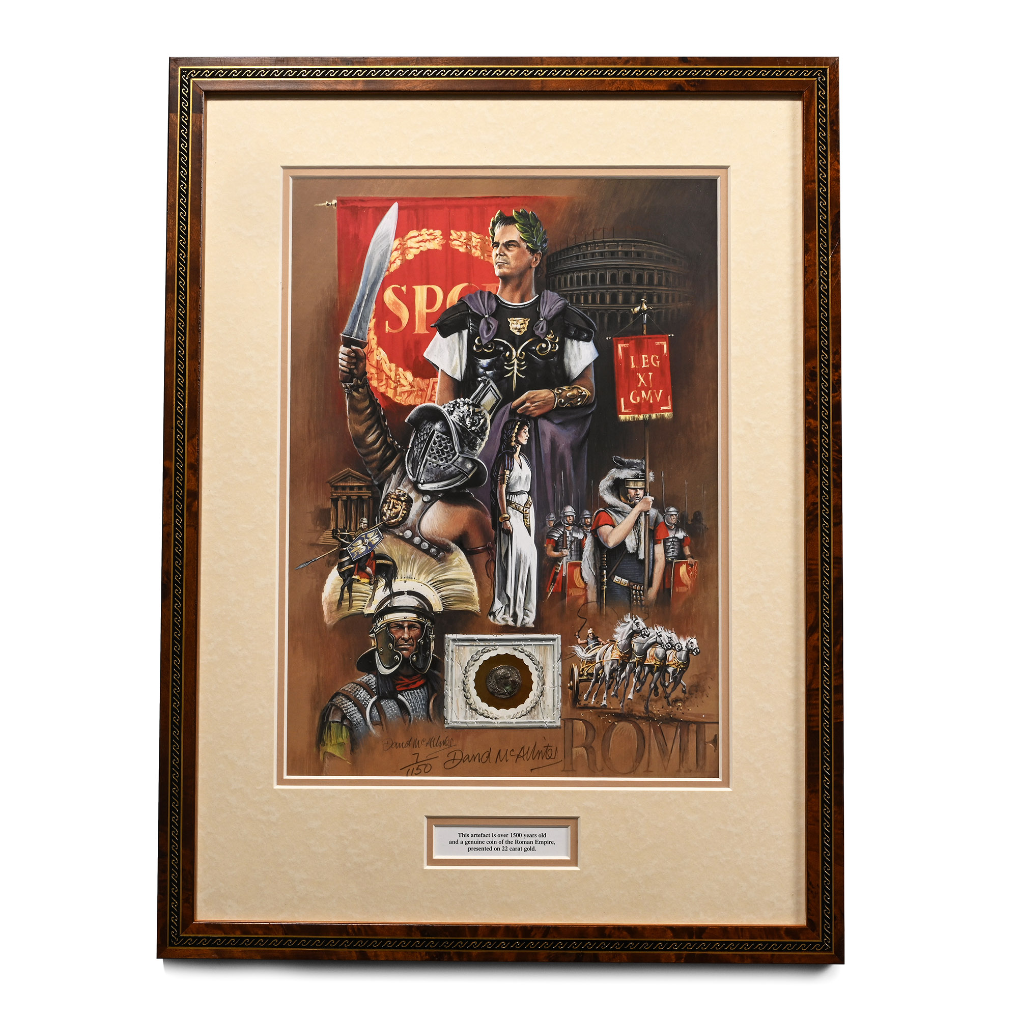 Silver Roman Coin and Framed Limited Edition Print