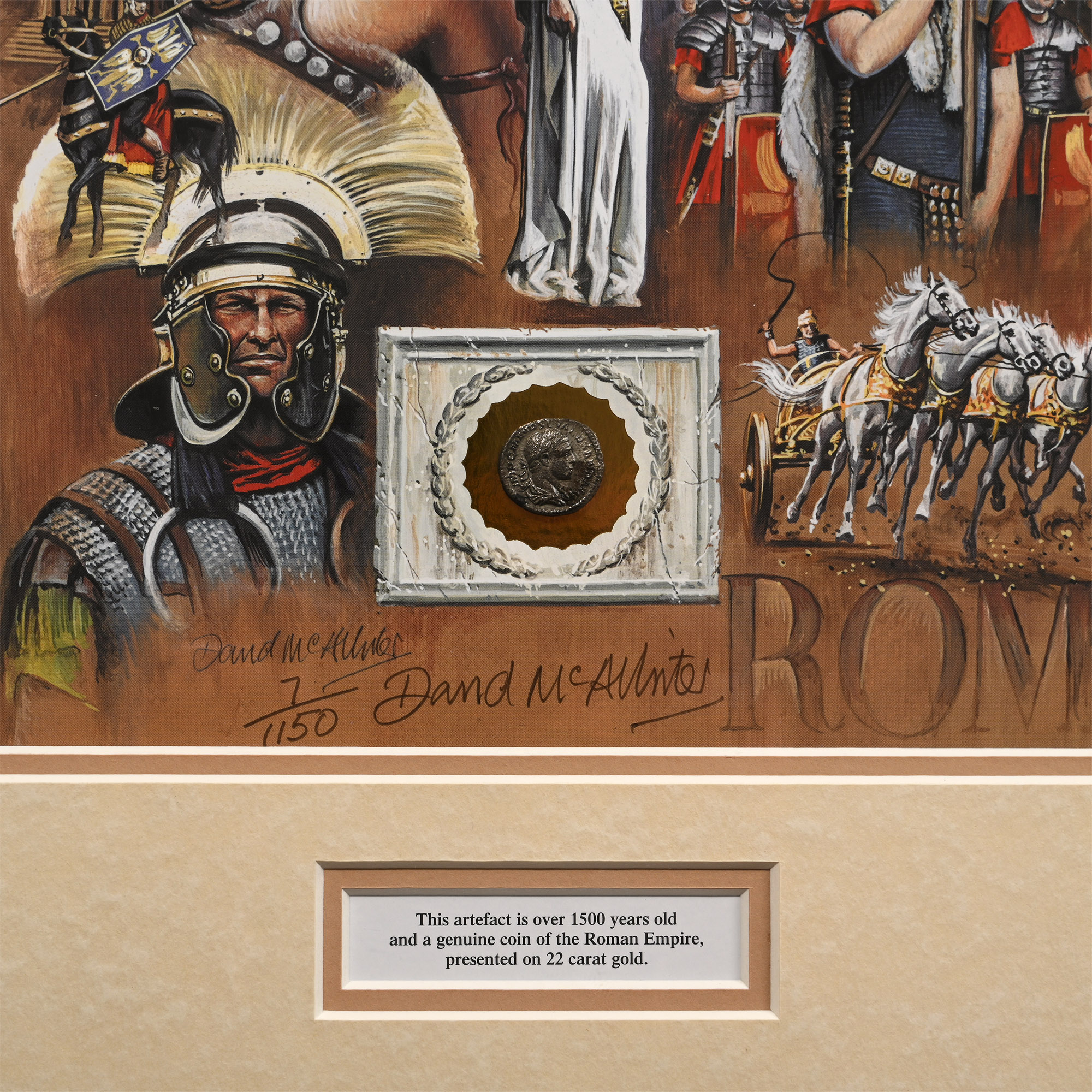 Silver Roman Coin and Framed Limited Edition Print