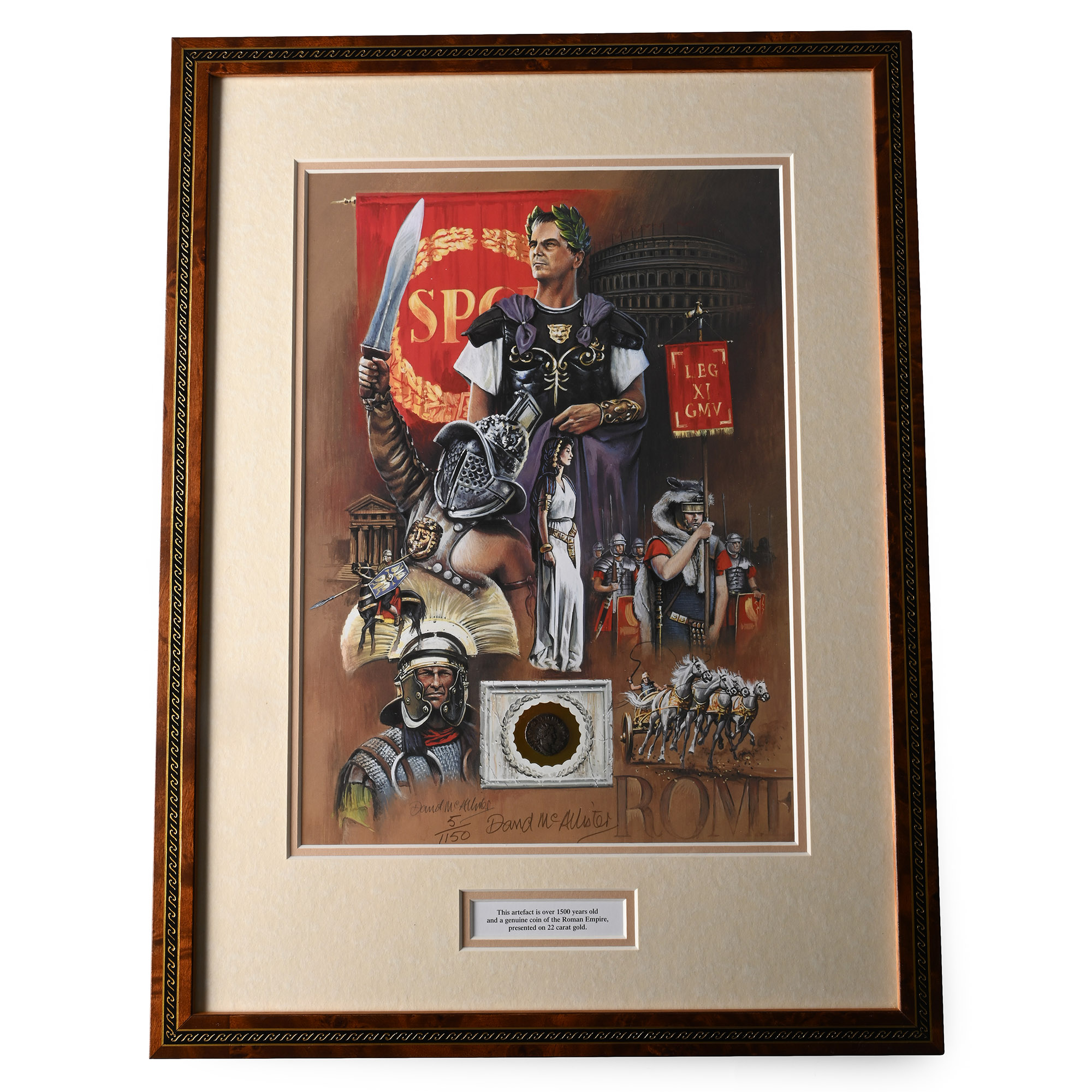 Silver Billon Roman Coin and Framed Limited Edition Print