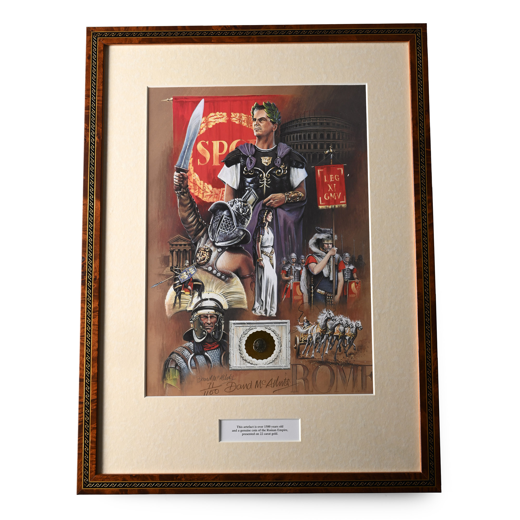 Bronze Roman Coin and Framed Limited Edition Print