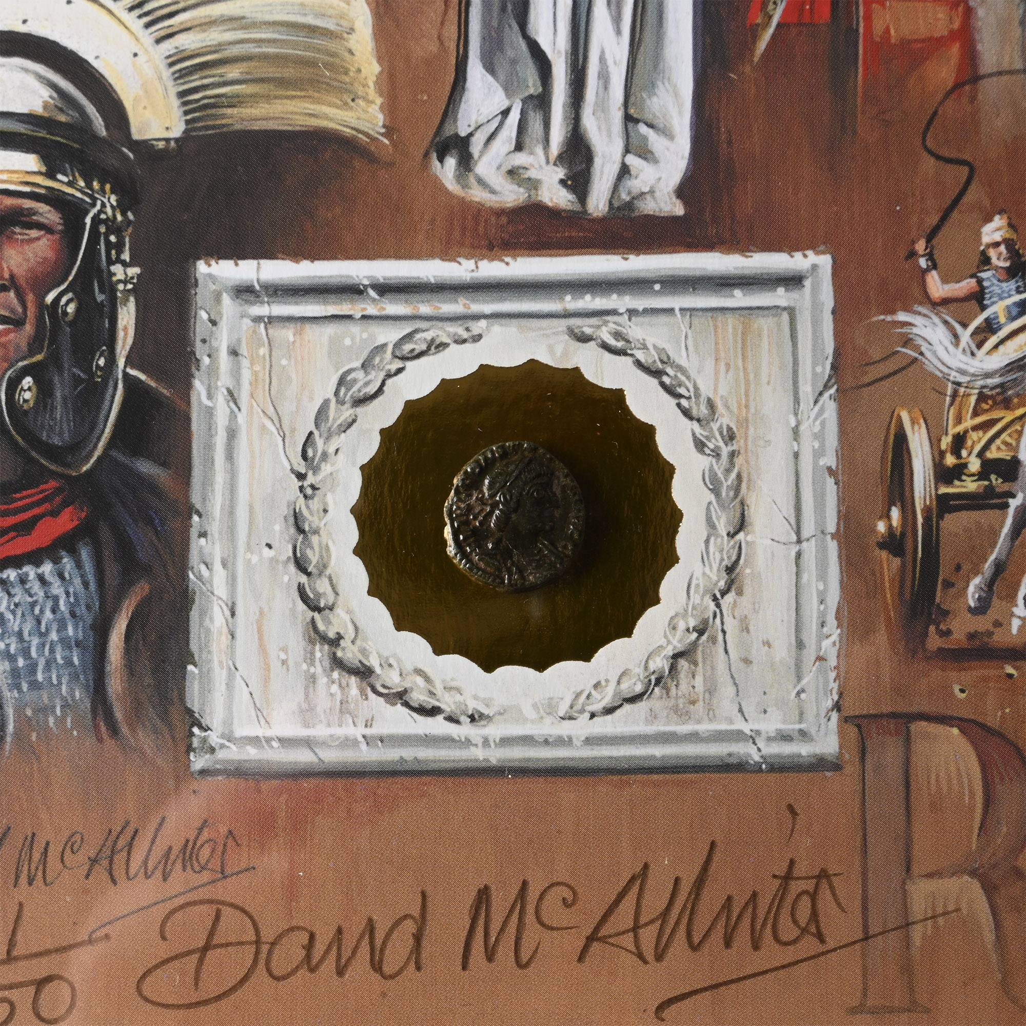 Bronze Roman Coin and Framed Limited Edition Print