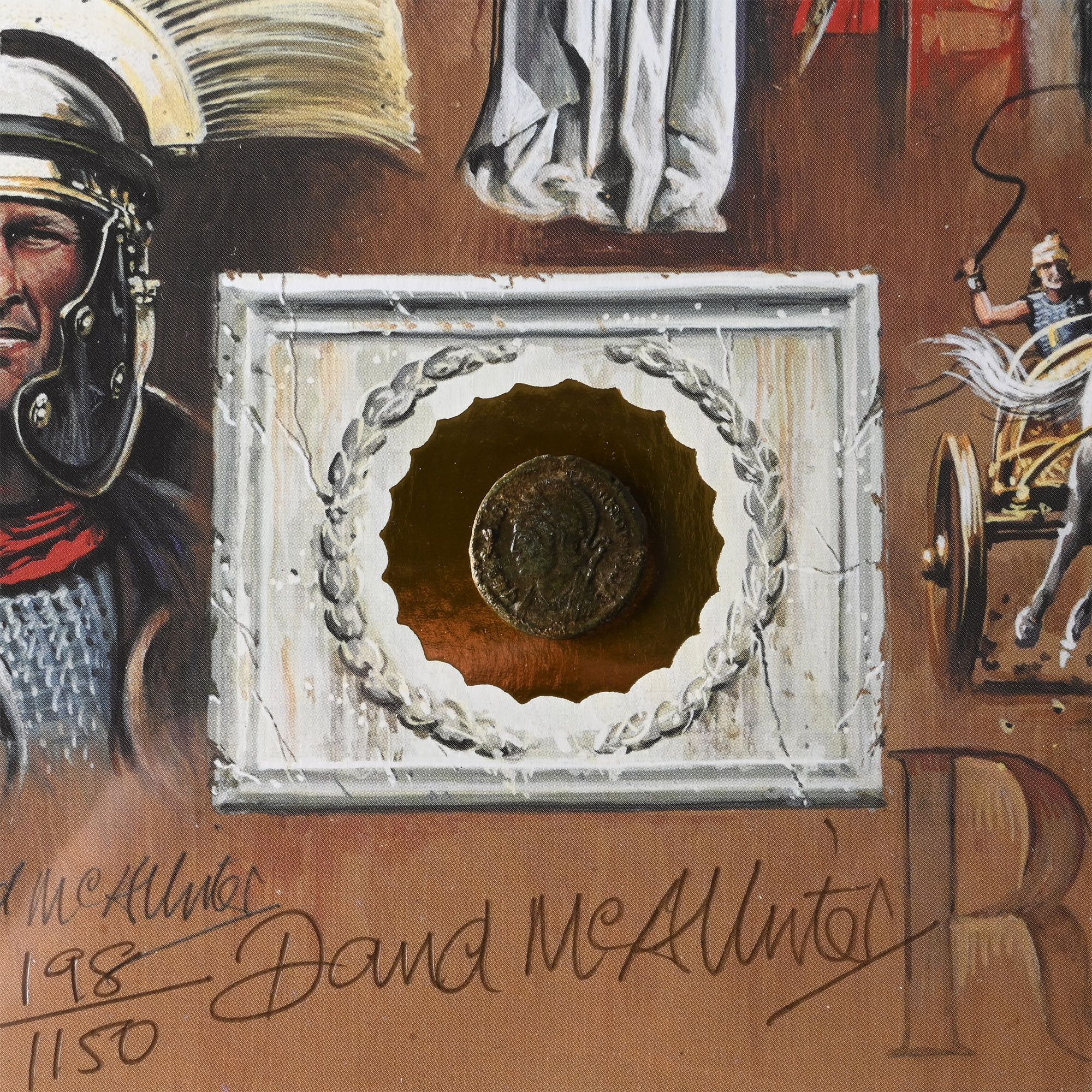Bronze Roman Coin and Framed Limited Edition Print