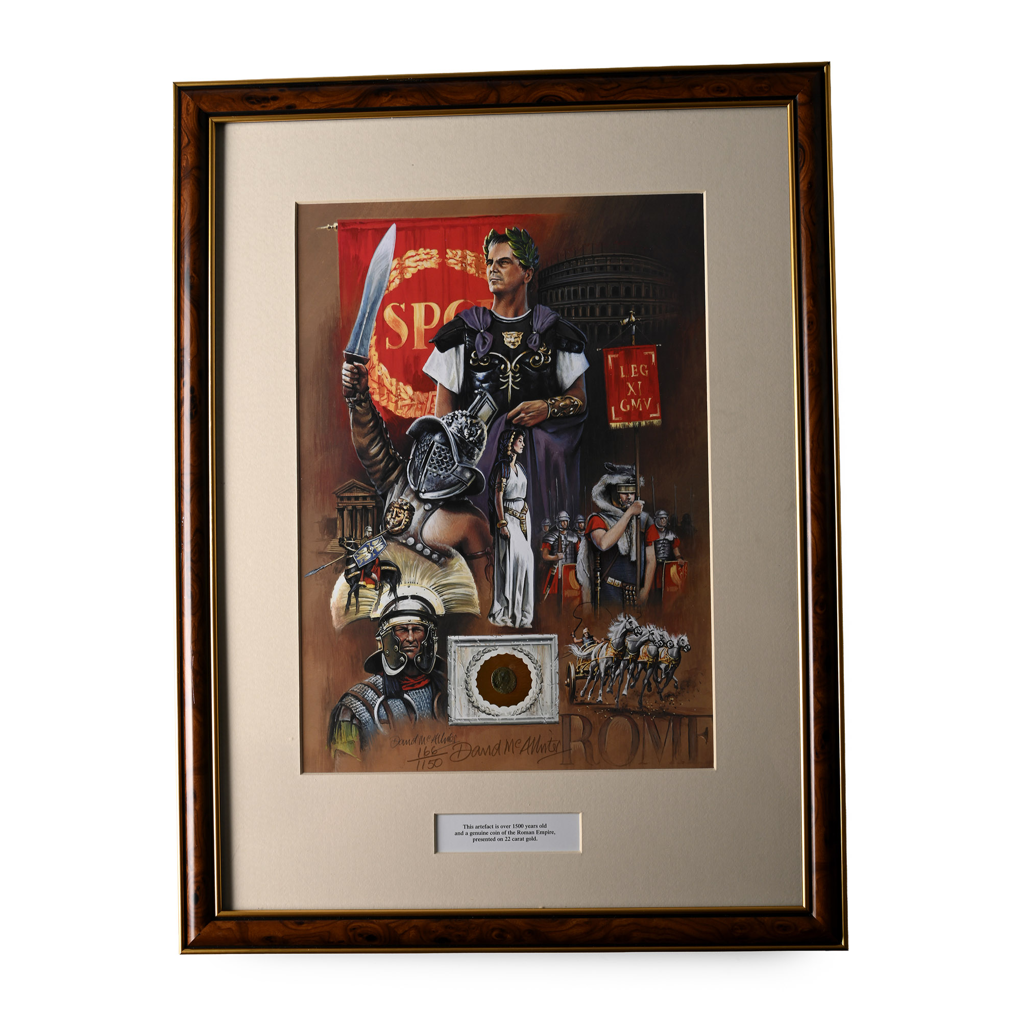 Bronze Roman Coin and Framed Limited Edition Print