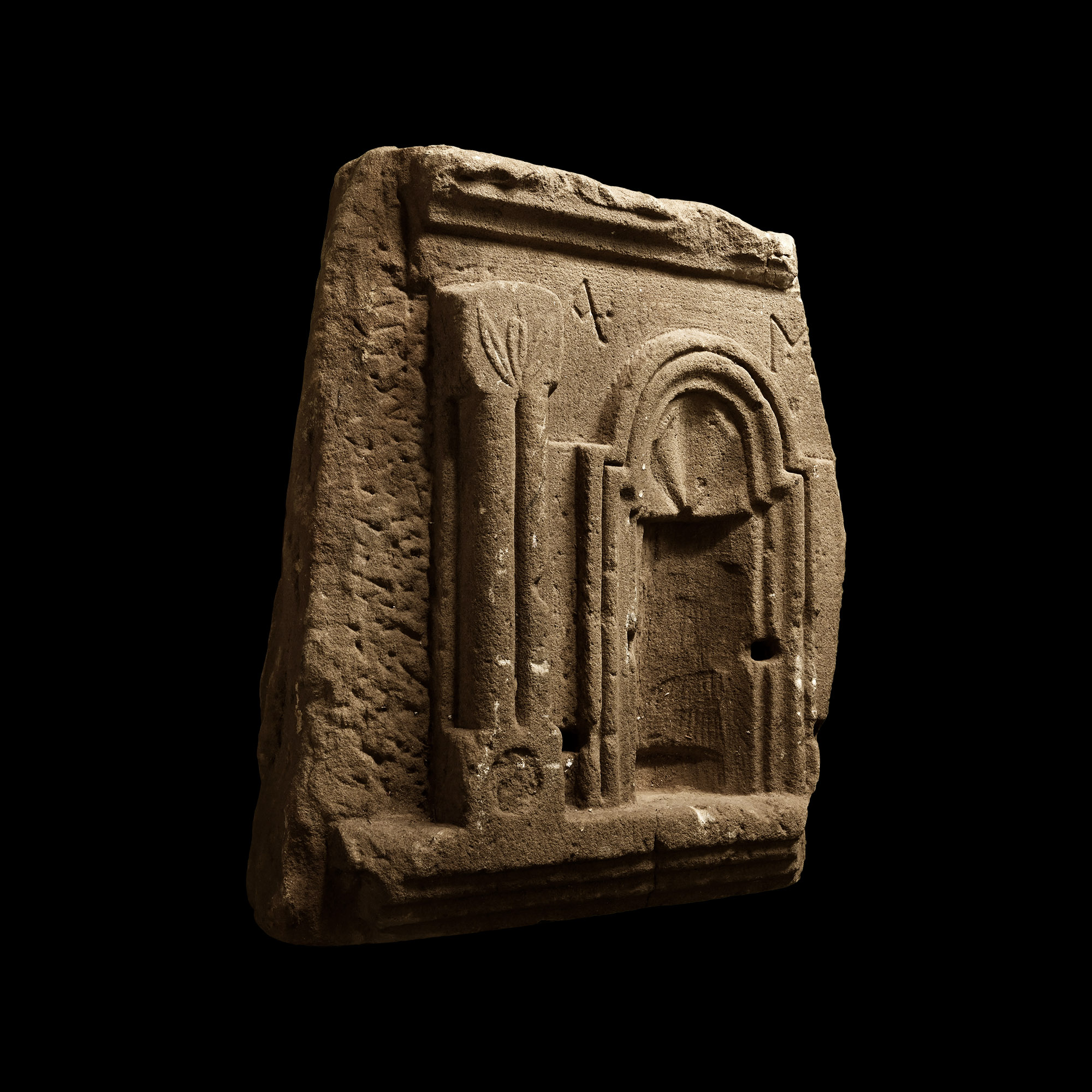 Romano-Egyptian Limestone Funerary Niche