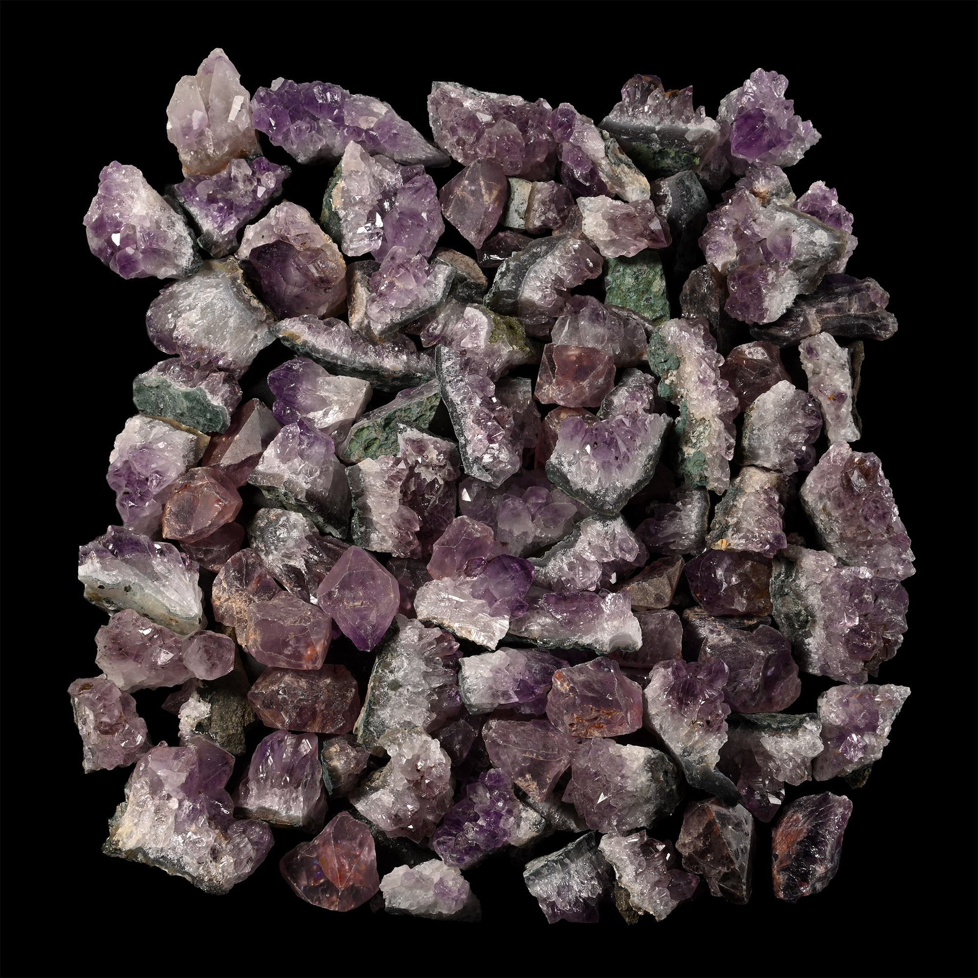 Large Group of One Hundred [100] Amethyst Crystal Sections