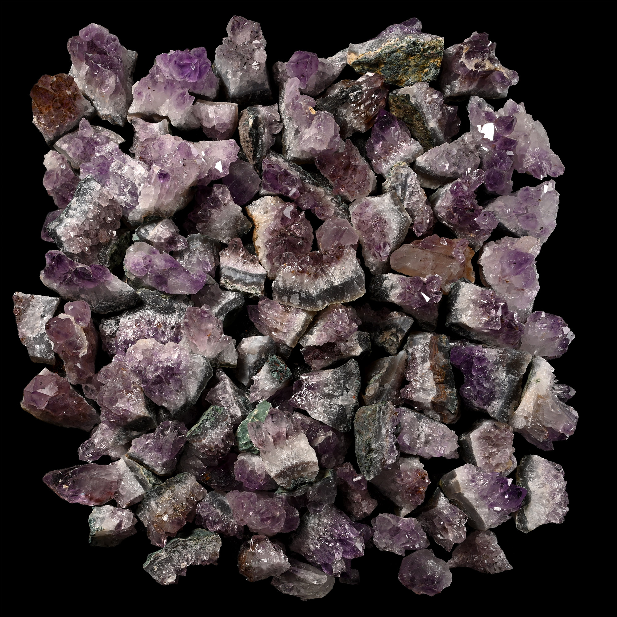 Large Group of One Hundred [100] Amethyst Crystal Sections