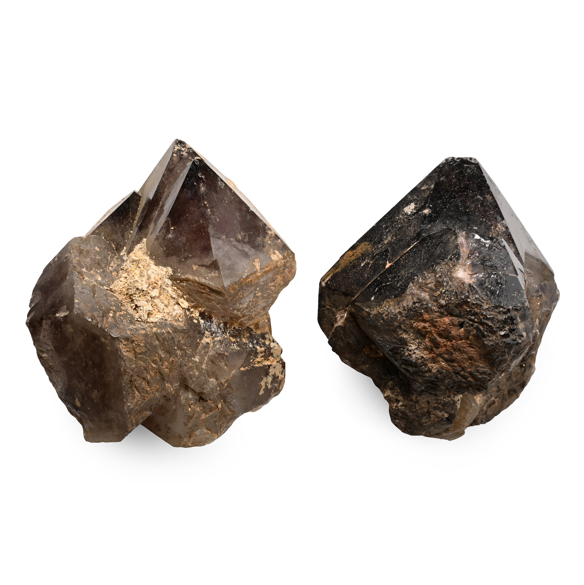 Two Massive Smoky Quartz Crystal Specimens