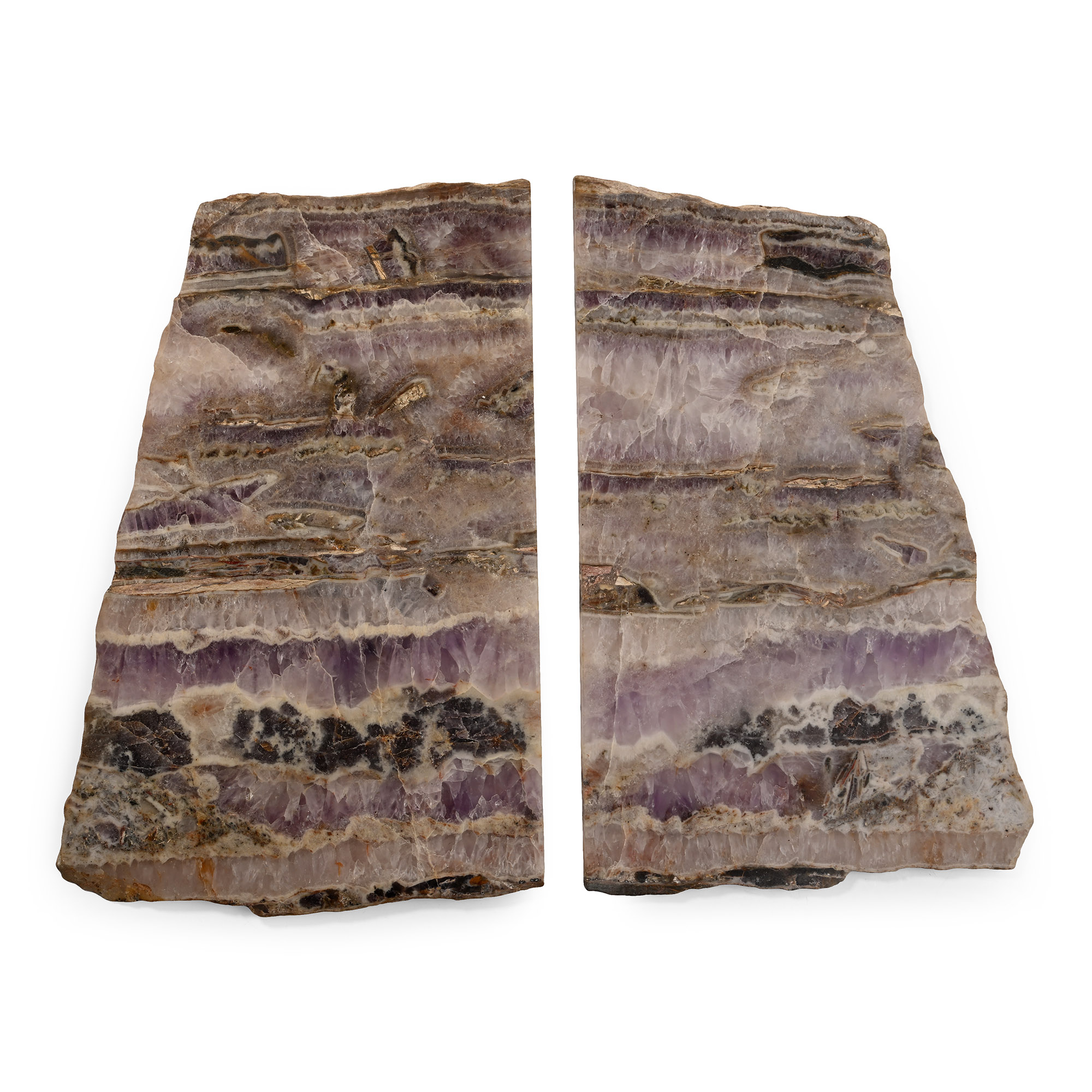Two Large Cut and Polished Slabs of Rare Vintage Blue John Fluorite