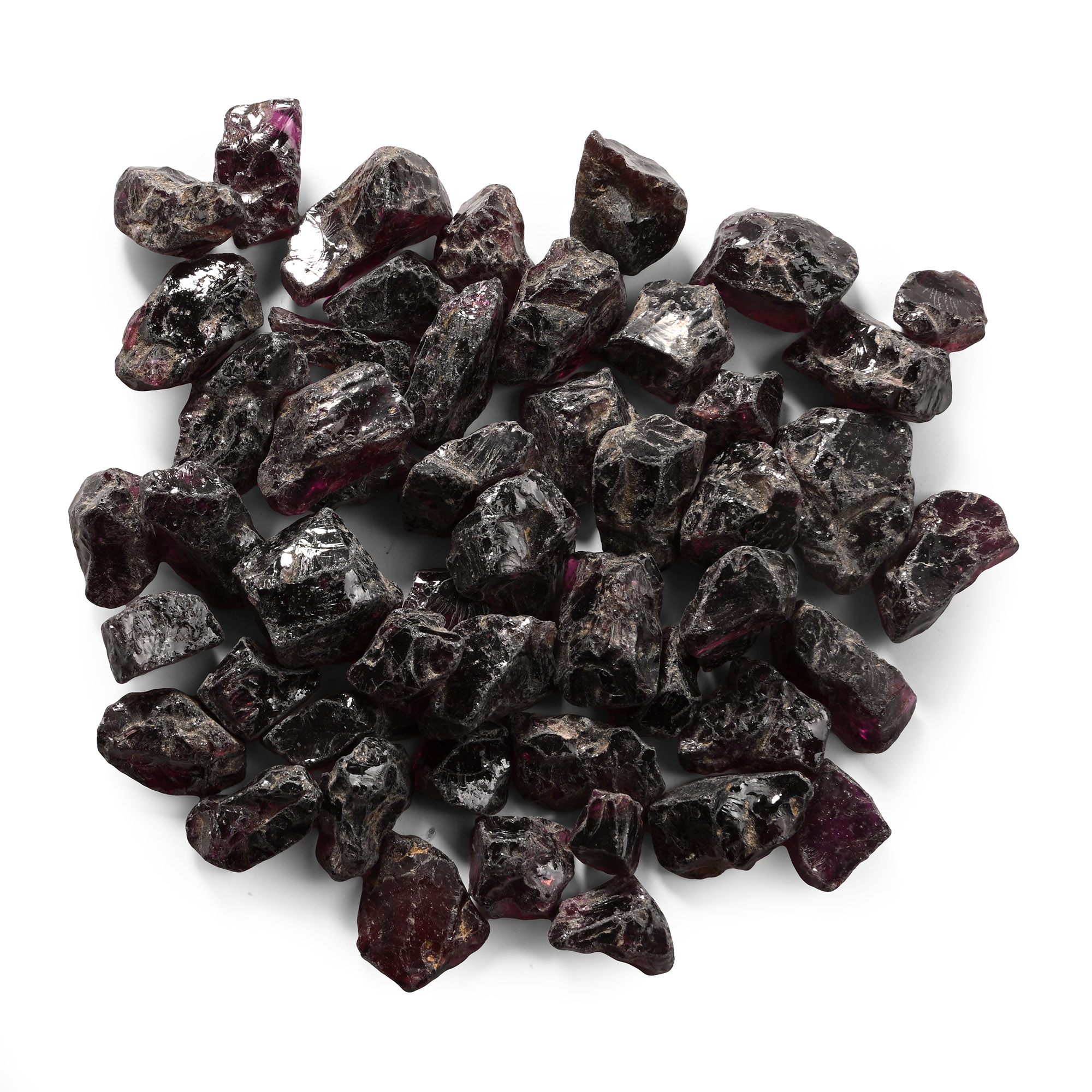 Group of Fifty [50] Natural Rough Garnet Crystals Totalling 250 Carats