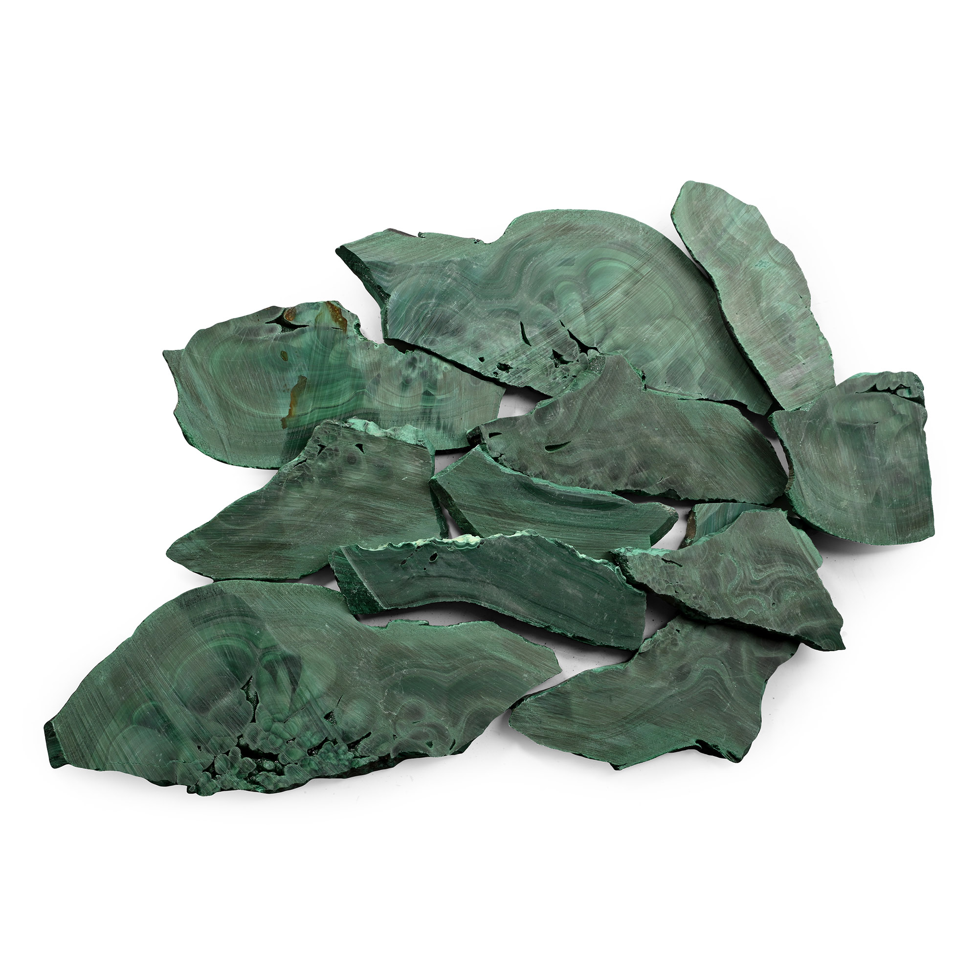 Group of Eleven [11] Cut Malachite Slices