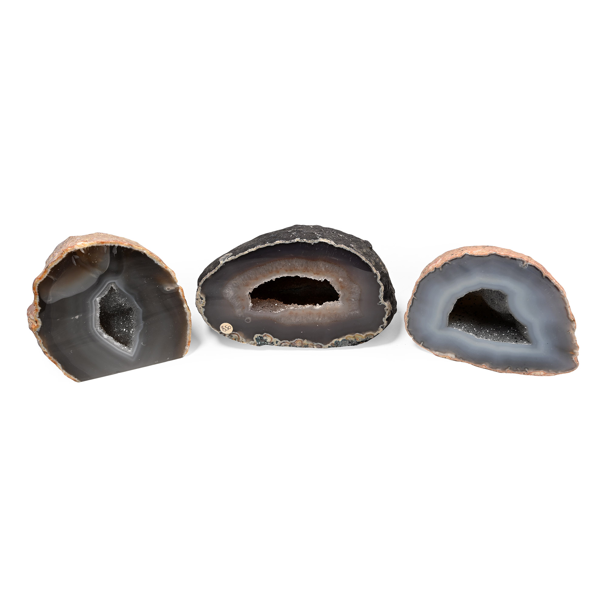 Group of Three [3] Large Cut and Polished Agate Geode Specimens